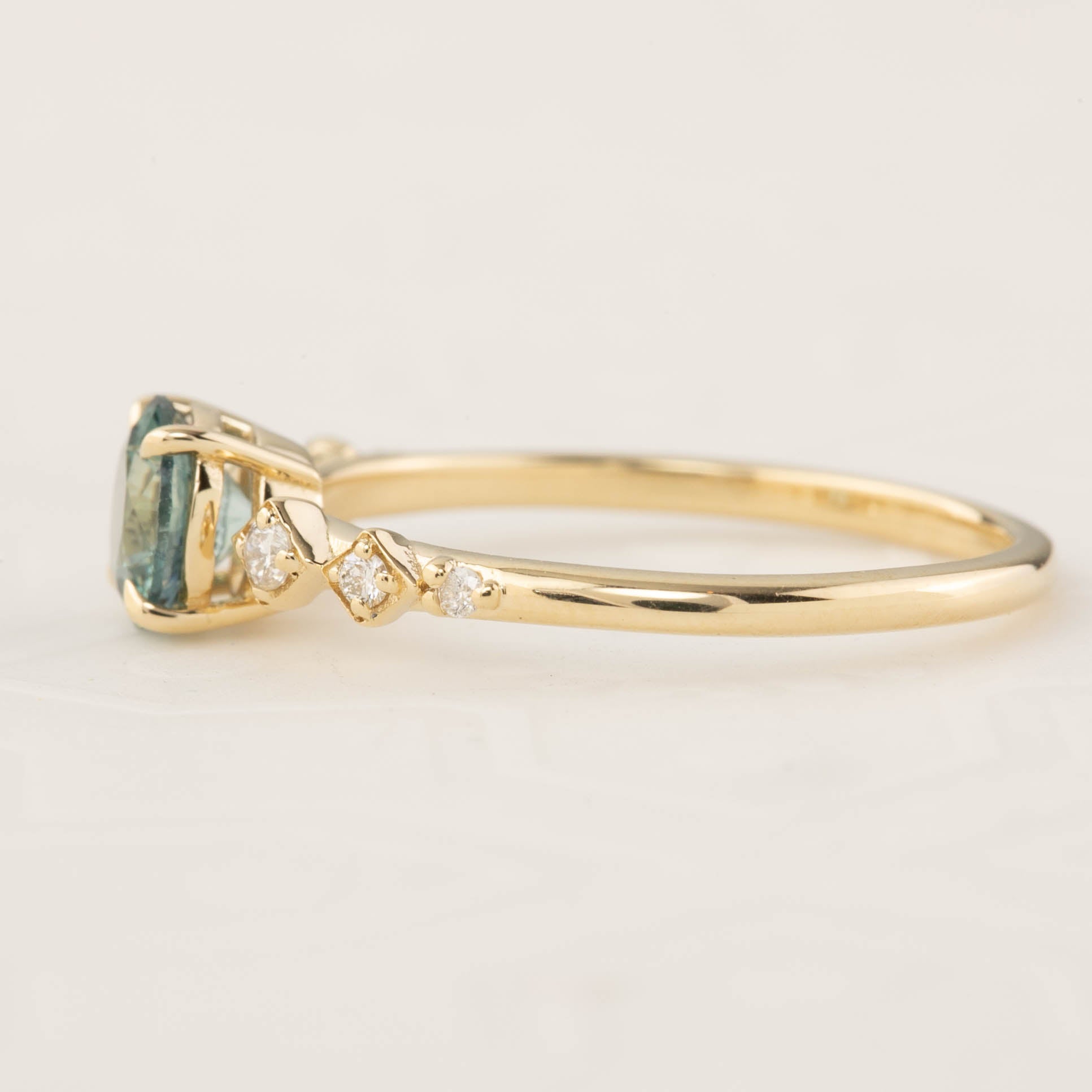 Celeste Ring - 0.89ct Blue Green Montana Sapphire (One of a kind)