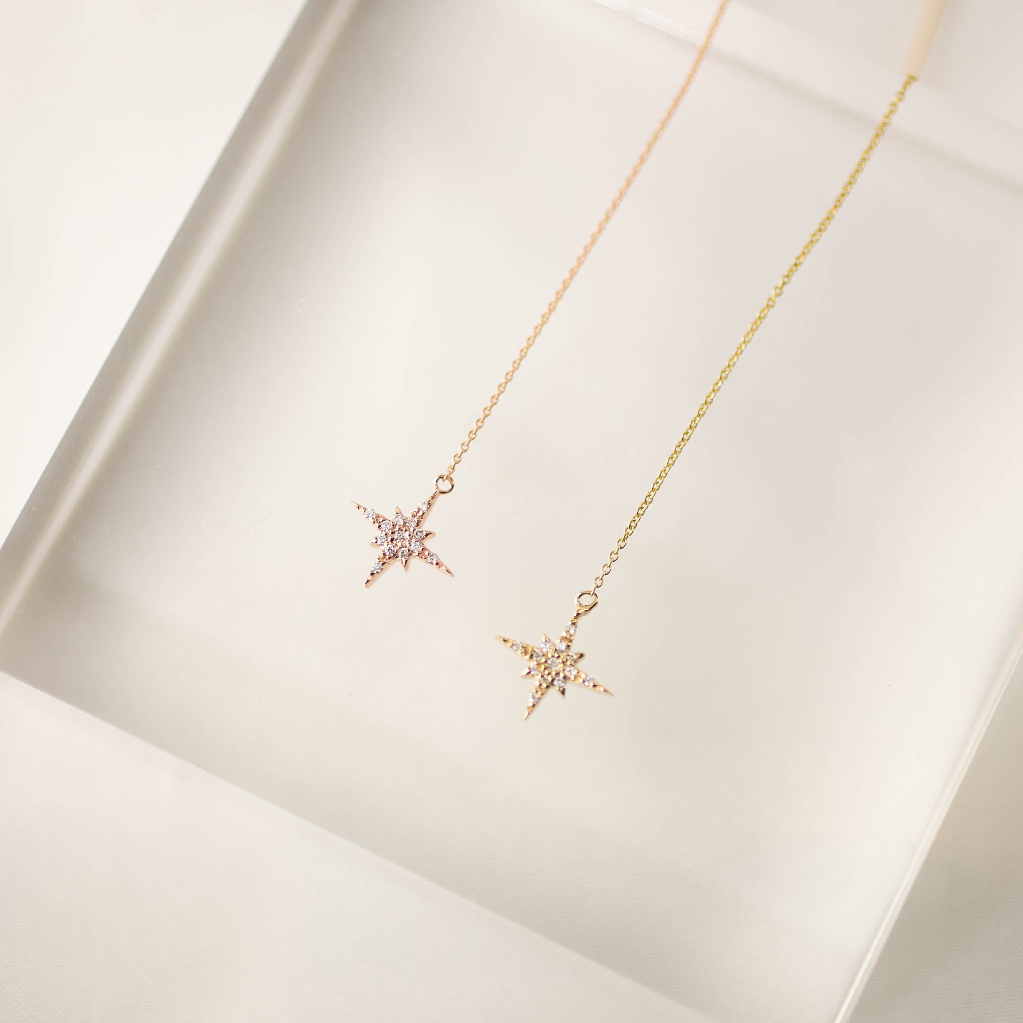 Starburst Diamond Threader Earrings