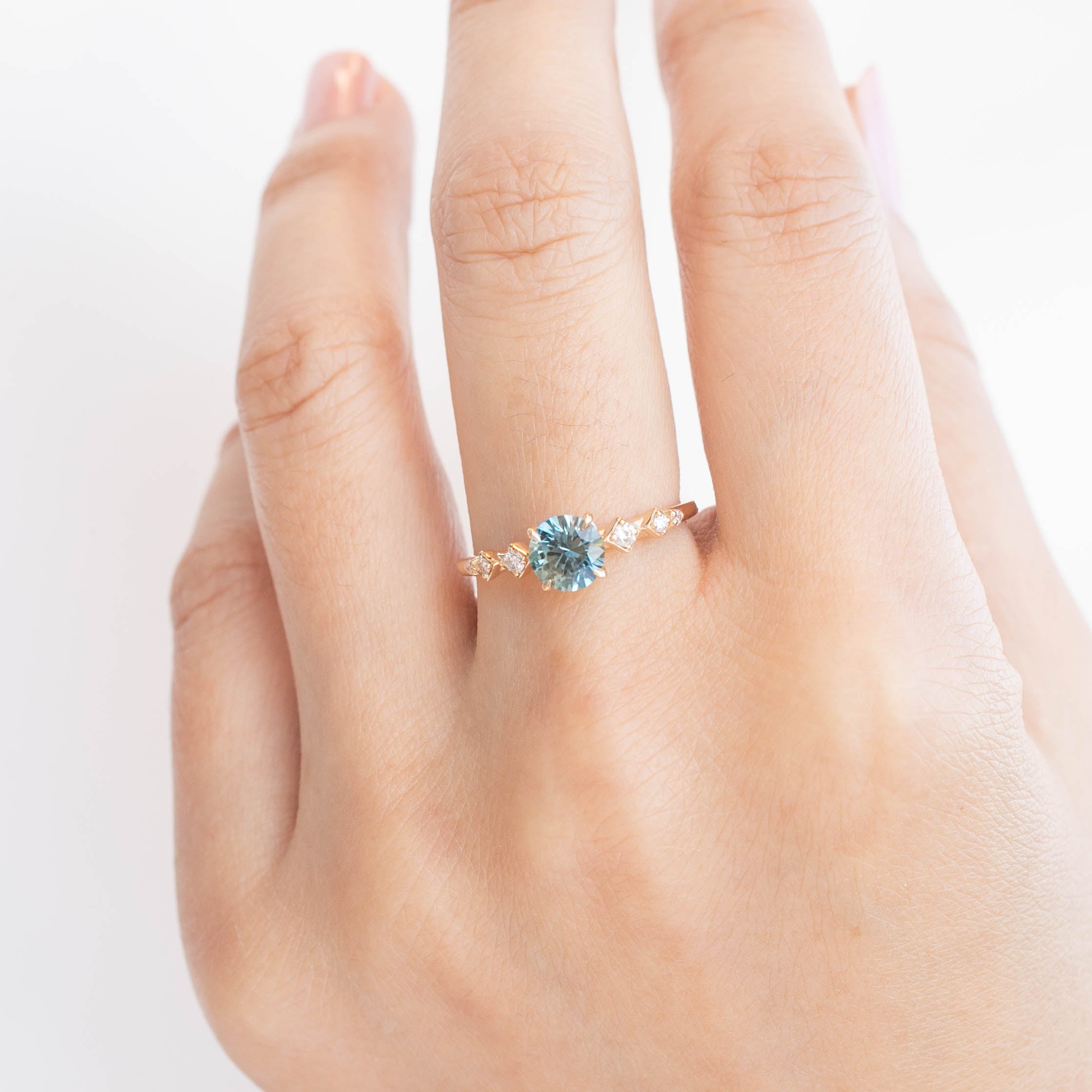 Celeste Ring - 0.89ct Blue Green Montana Sapphire (One of a kind)