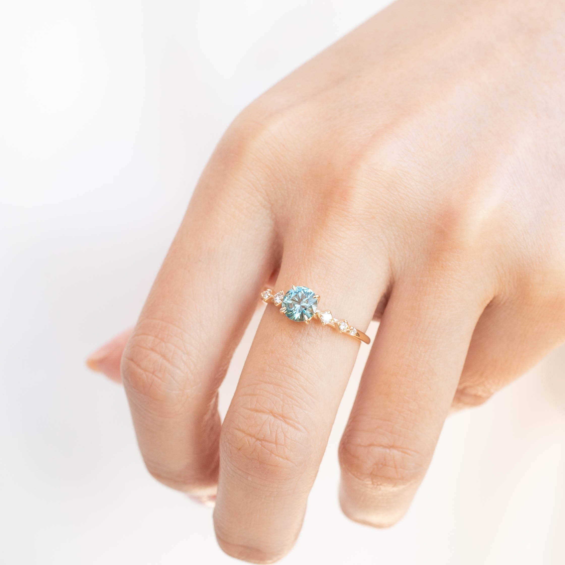 Celeste Ring - 0.89ct Blue Green Montana Sapphire (One of a kind)