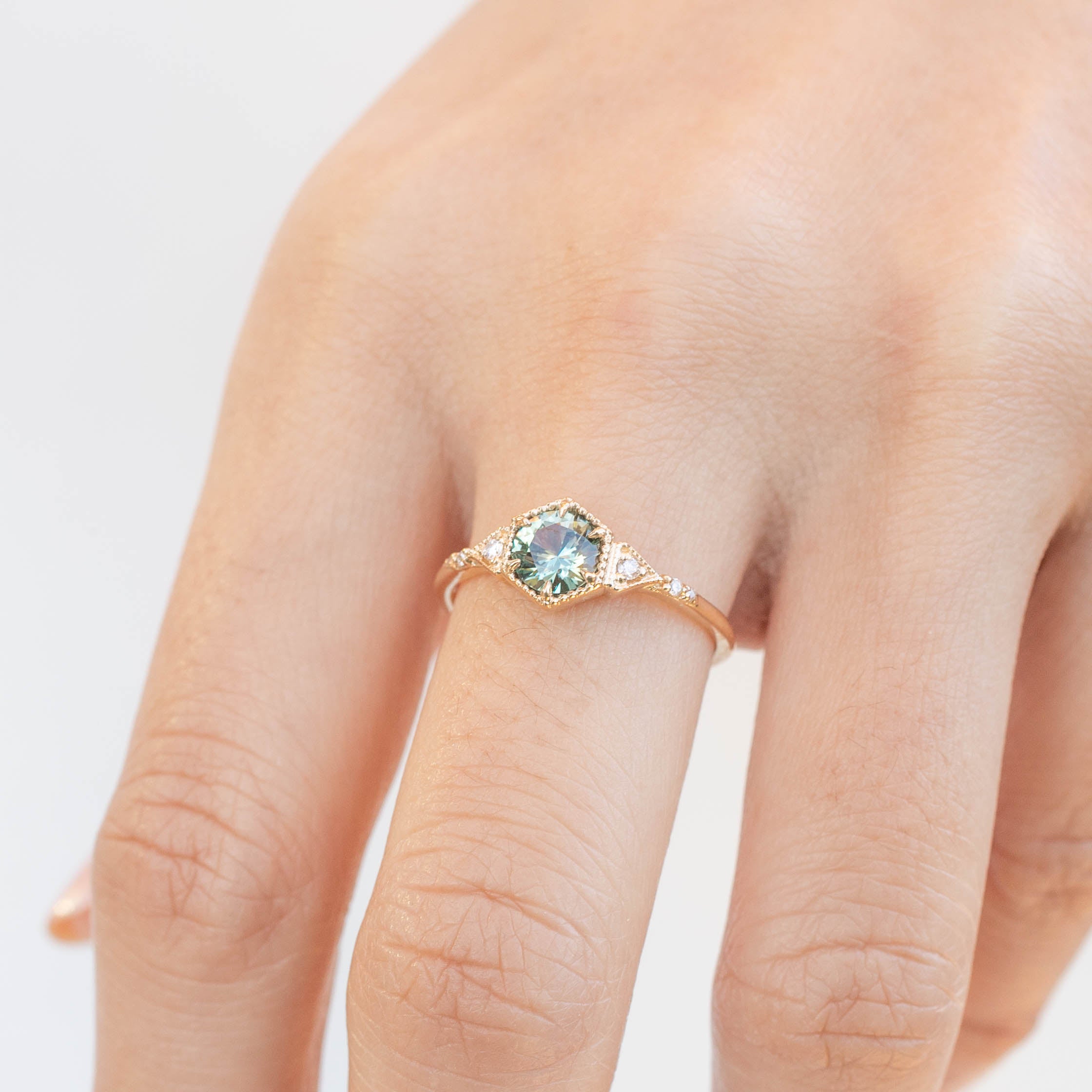 Agatha Ring - 0.75ct Parti Light Aqua-Blue and Yellow Montana Sapphire (One of a kind)
