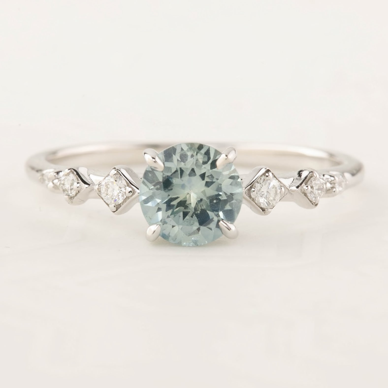 Celeste Ring - 0.95ct Light Blue Montana Sapphire, 14k White Gold (One of a kind)