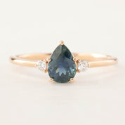 Emilie Ring - 0.90ct Pear Teal Montana Sapphire, 14k Rose Gold (One of a kind)