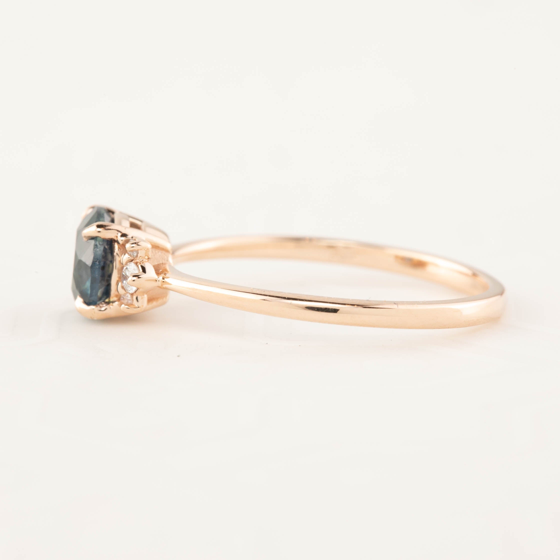 Lena Ring -1.17ct Teal Montana Sapphire, 14k Rose Gold (One of a kind)