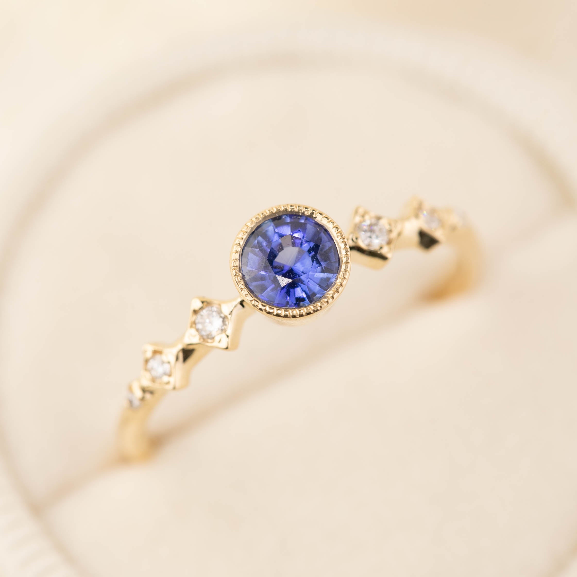 【即日配送】セレステリング ・0.40ct・ブルーサファイア・K14YG