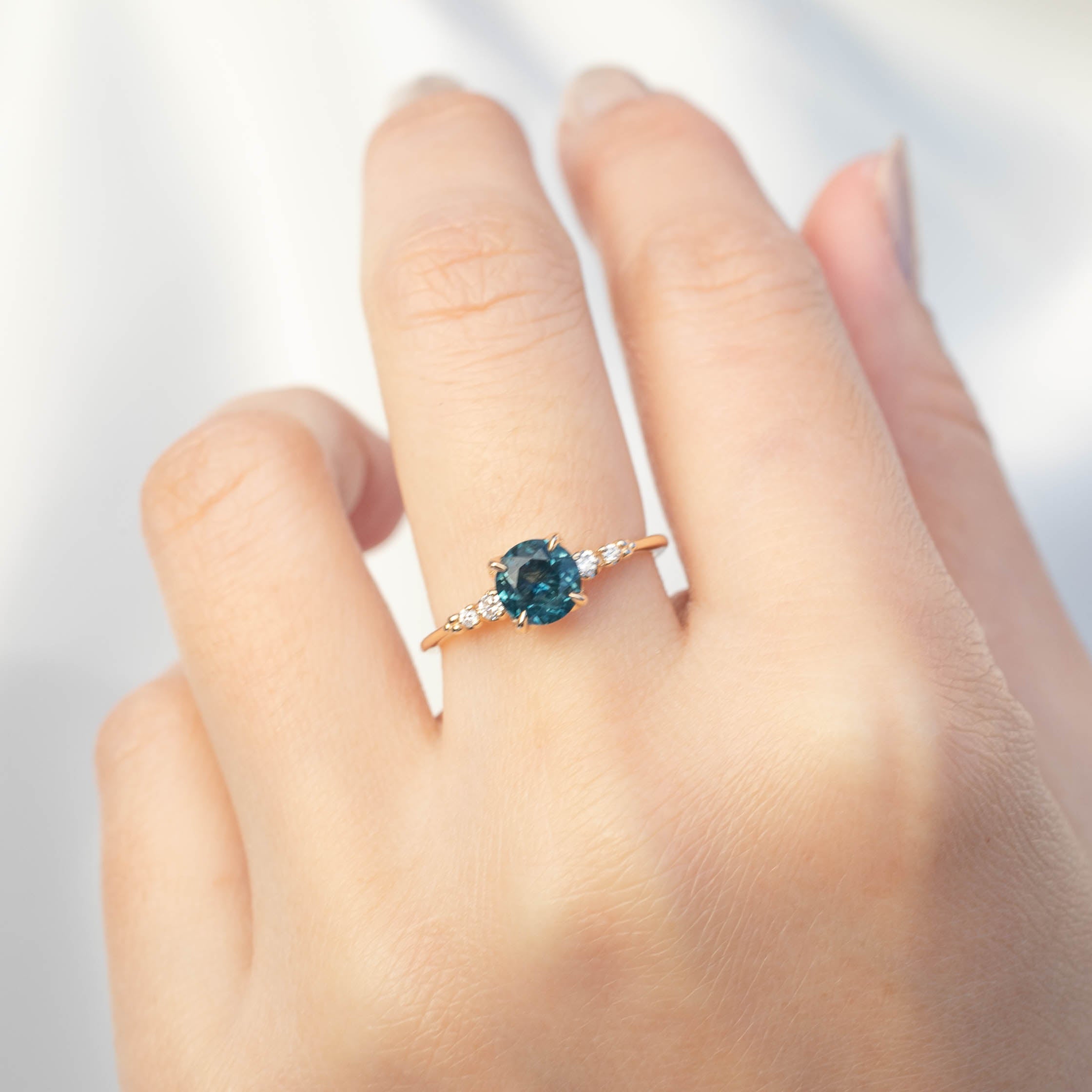 Estel Luxe Ring - 1.16ct Blue Green Montana Sapphire (One of a kind)