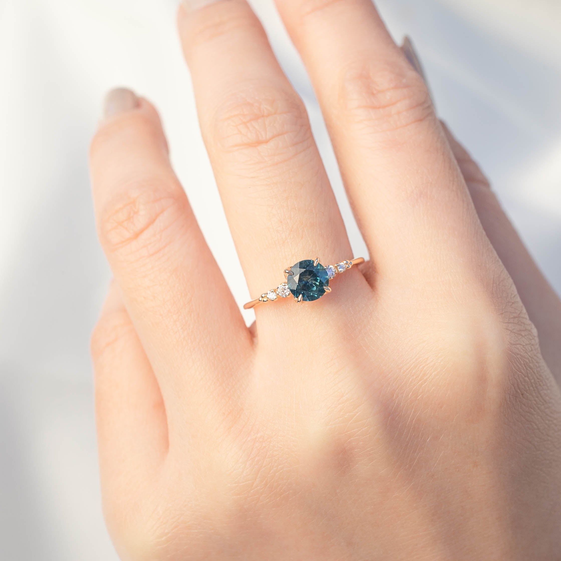 Estel Luxe Ring - 1.16ct Blue Green Montana Sapphire (One of a kind)
