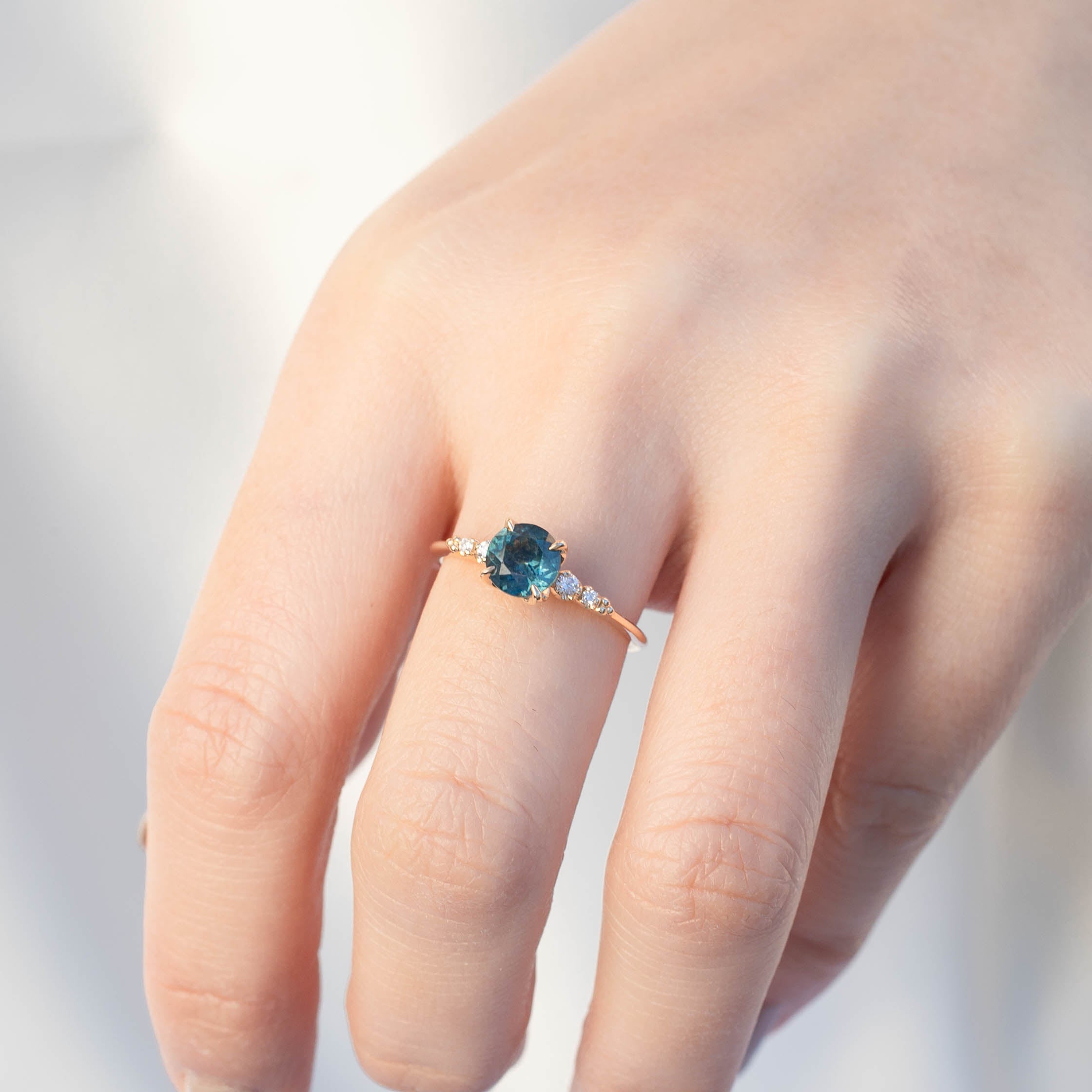 Estel Luxe Ring - 1.16ct Blue Green Montana Sapphire (One of a kind)