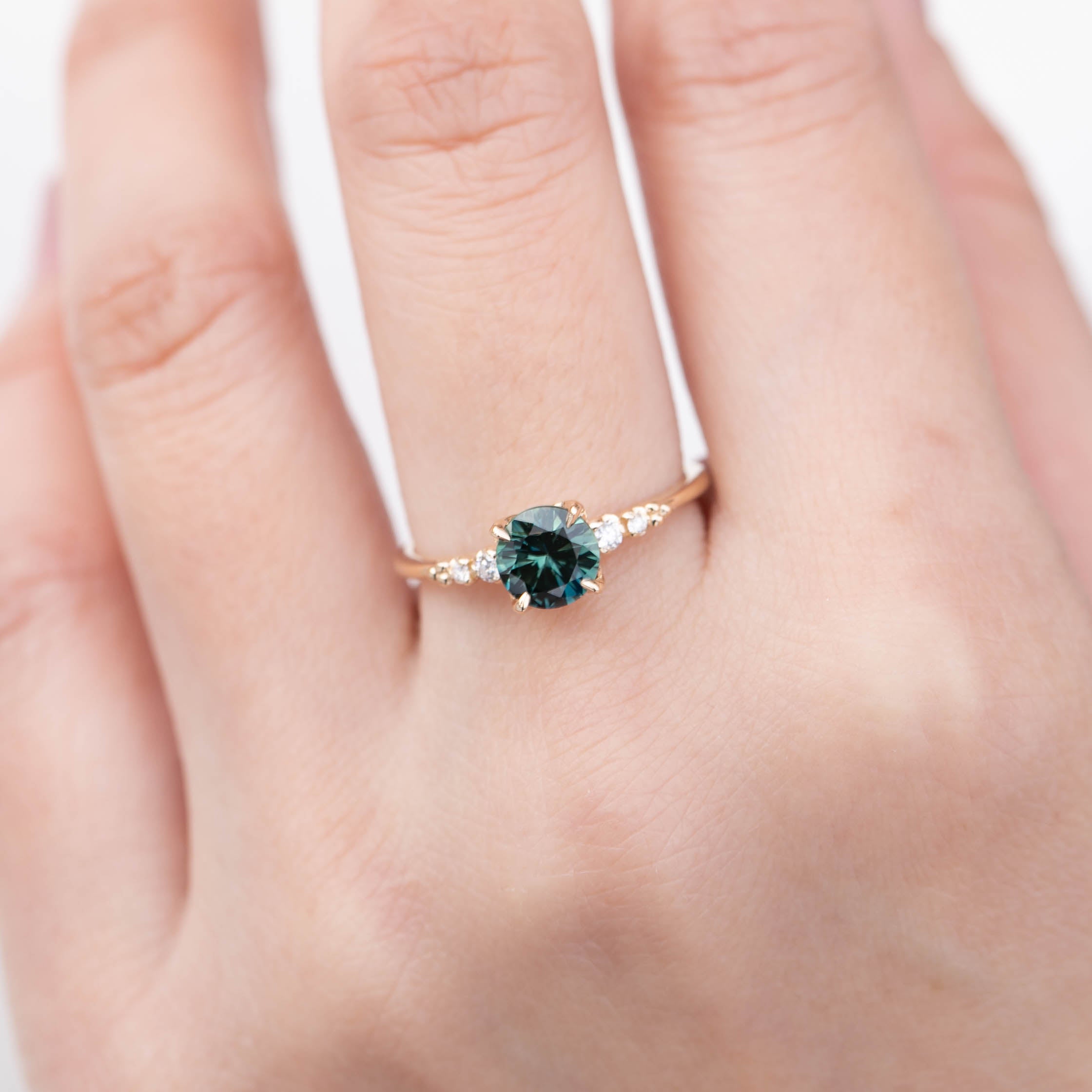 Estel Fleur Four Prongs Ring - 1.18ct Parti Teal Blue Green Queensland Sapphire (One of a kind)