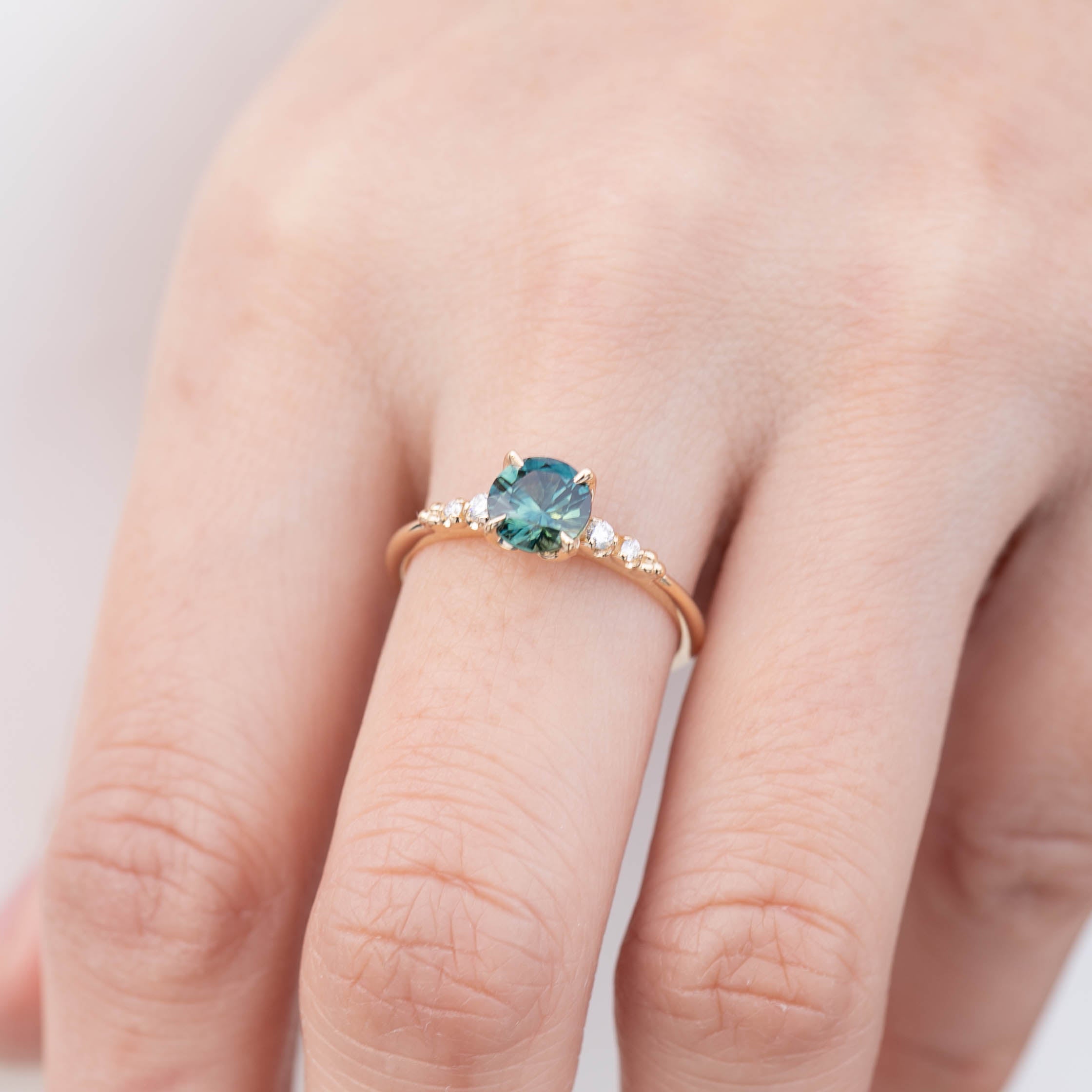 Estel Fleur Four Prongs Ring - 1.18ct Parti Teal Blue Green Queensland Sapphire (One of a kind)