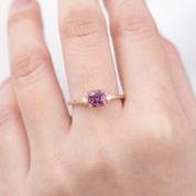 Estel Ring 1.32ct Cushion Cut Fuchsia Pink Spinel, 14k Yellow Gold (One of a kind)