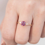 Estel Ring 1.32ct Cushion Cut Fuchsia Pink Spinel, 14k Yellow Gold (One of a kind)