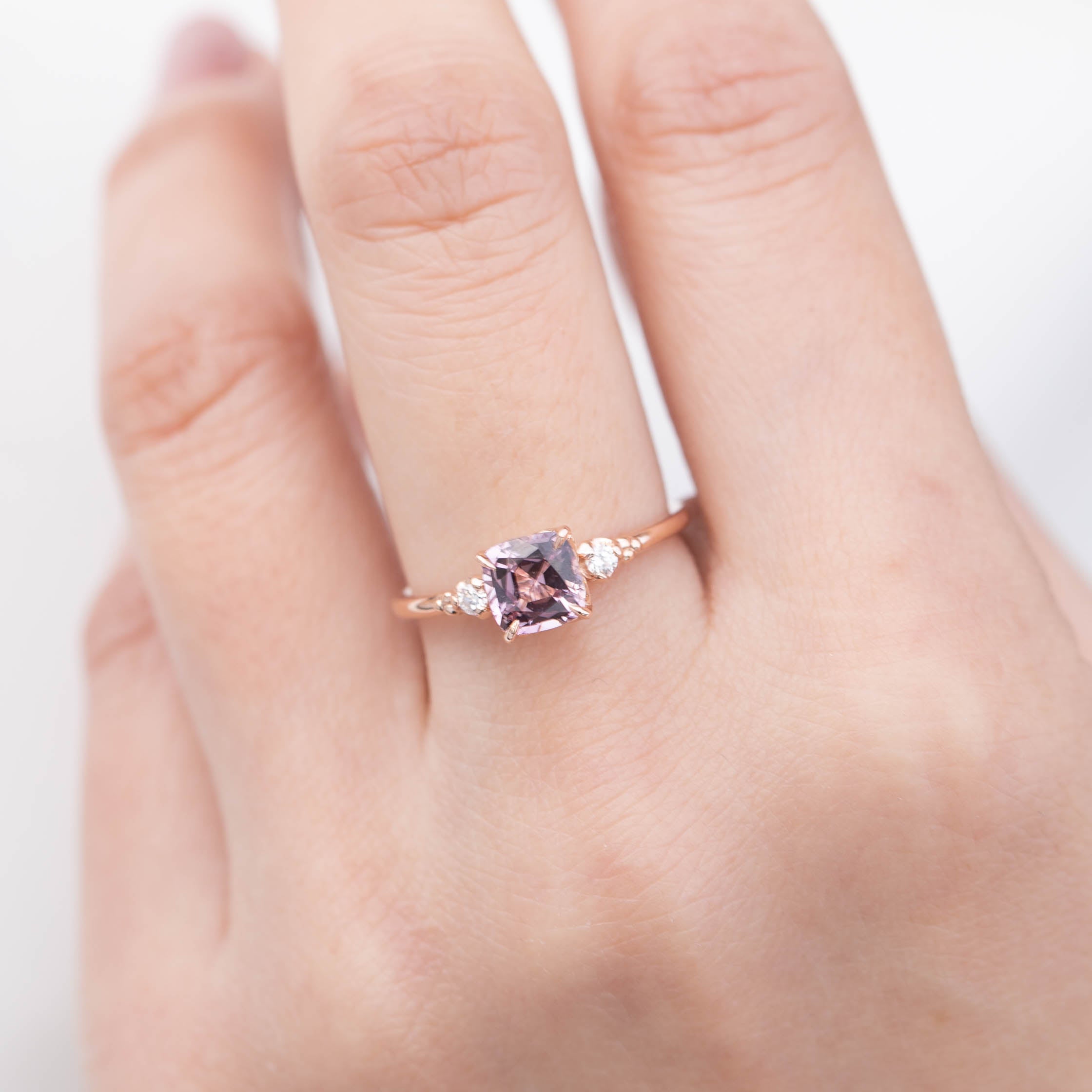Estel Ring - 1.13ct Cushion Cut Fuchsia Pink Spinel, 14k Rose Gold (One of a kind)