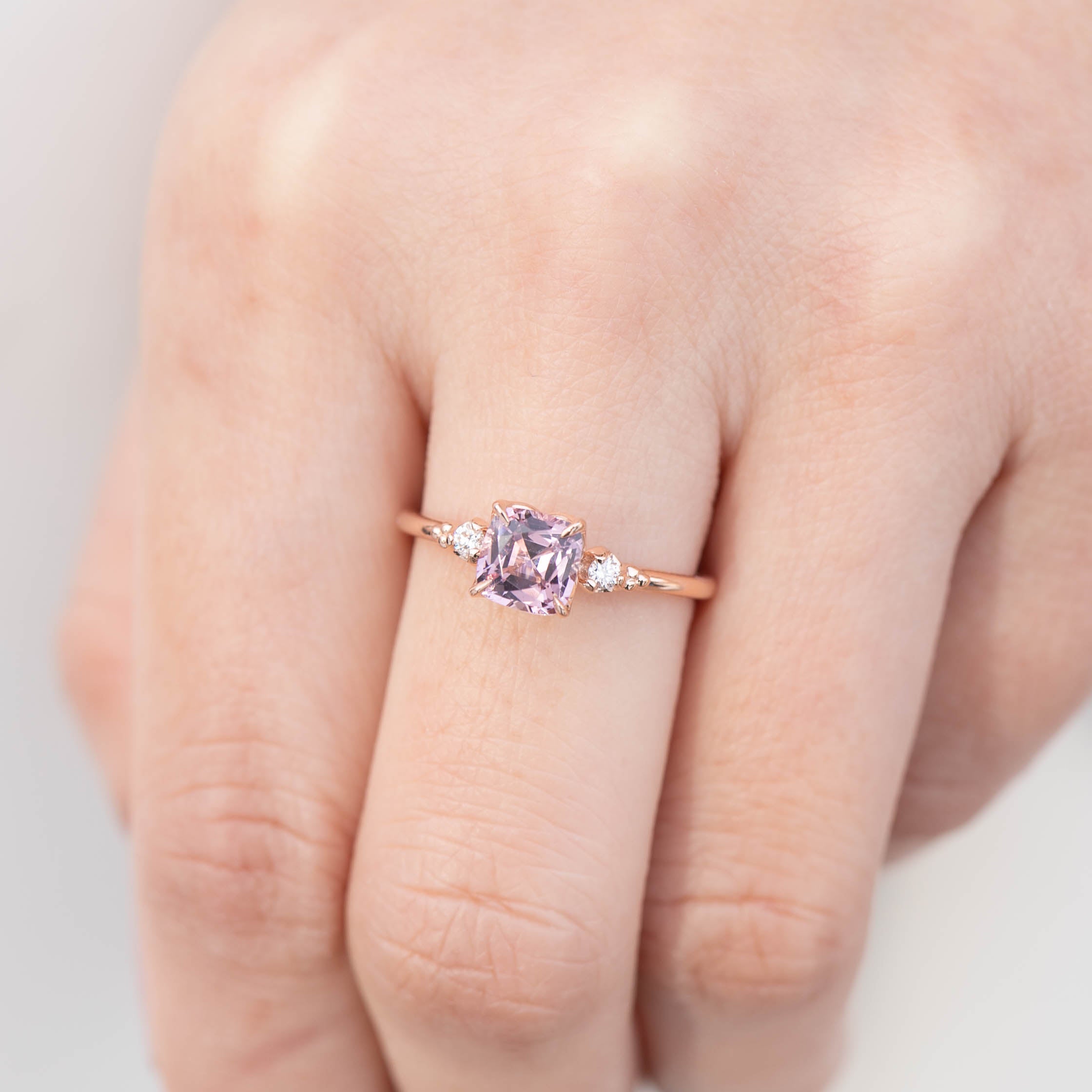 Estel Ring - 1.13ct Cushion Cut Fuchsia Pink Spinel, 14k Rose Gold (One of a kind)