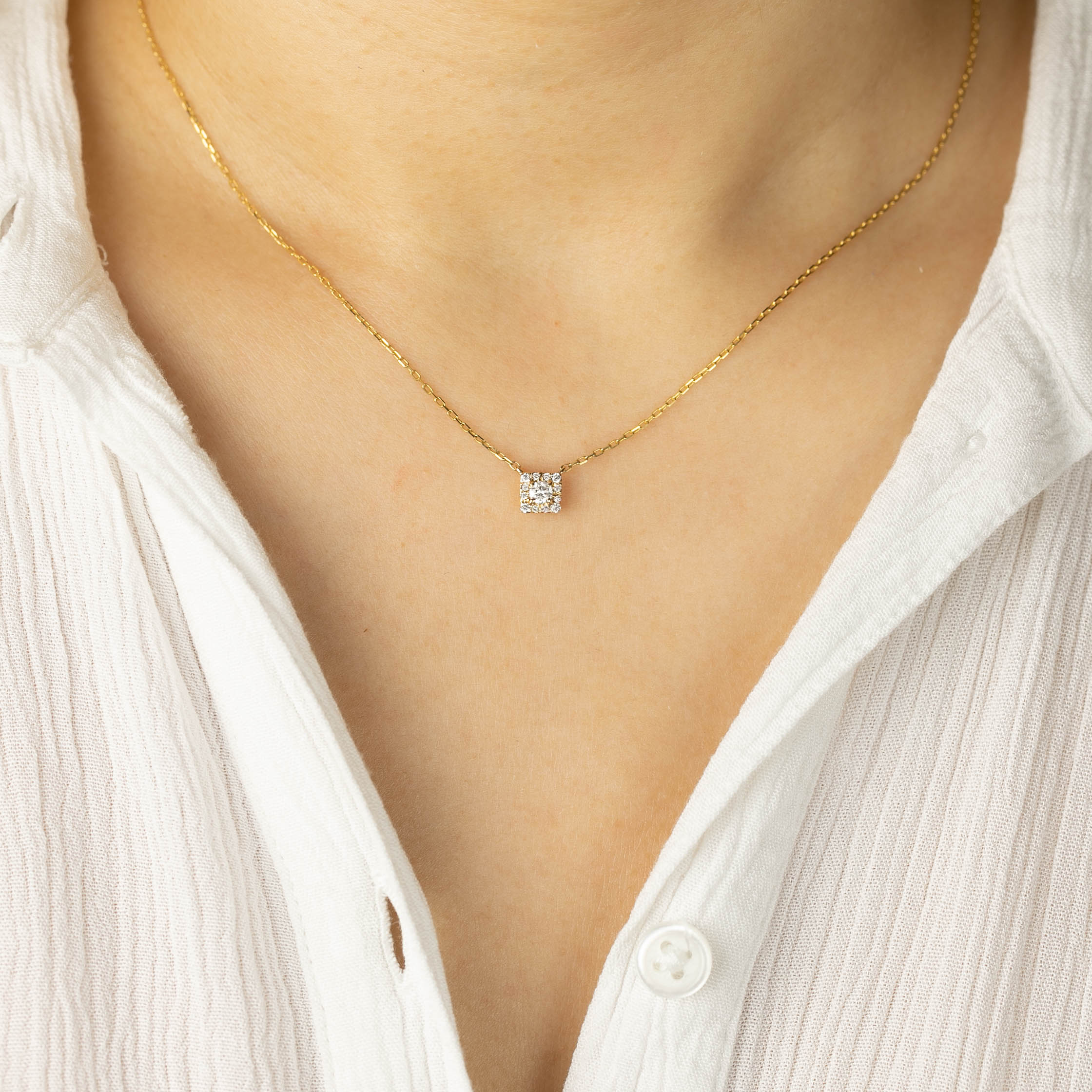 Jophiel Diamond Halo Necklace
