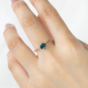 Nina Ring - 0.87ct Blue Green Montana Sapphire, 14k Rose Gold (One of a kind)