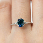 Estel Ring - 1.65ct Teal Blue Montana Sapphire, 14k White Gold (One of a kind)