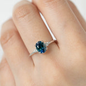 Estel Ring - 1.65ct Teal Blue Montana Sapphire, 14k White Gold (One of a kind)