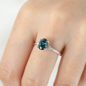 Estel Ring - 1.65ct Teal Blue Montana Sapphire, 14k White Gold (One of a kind)