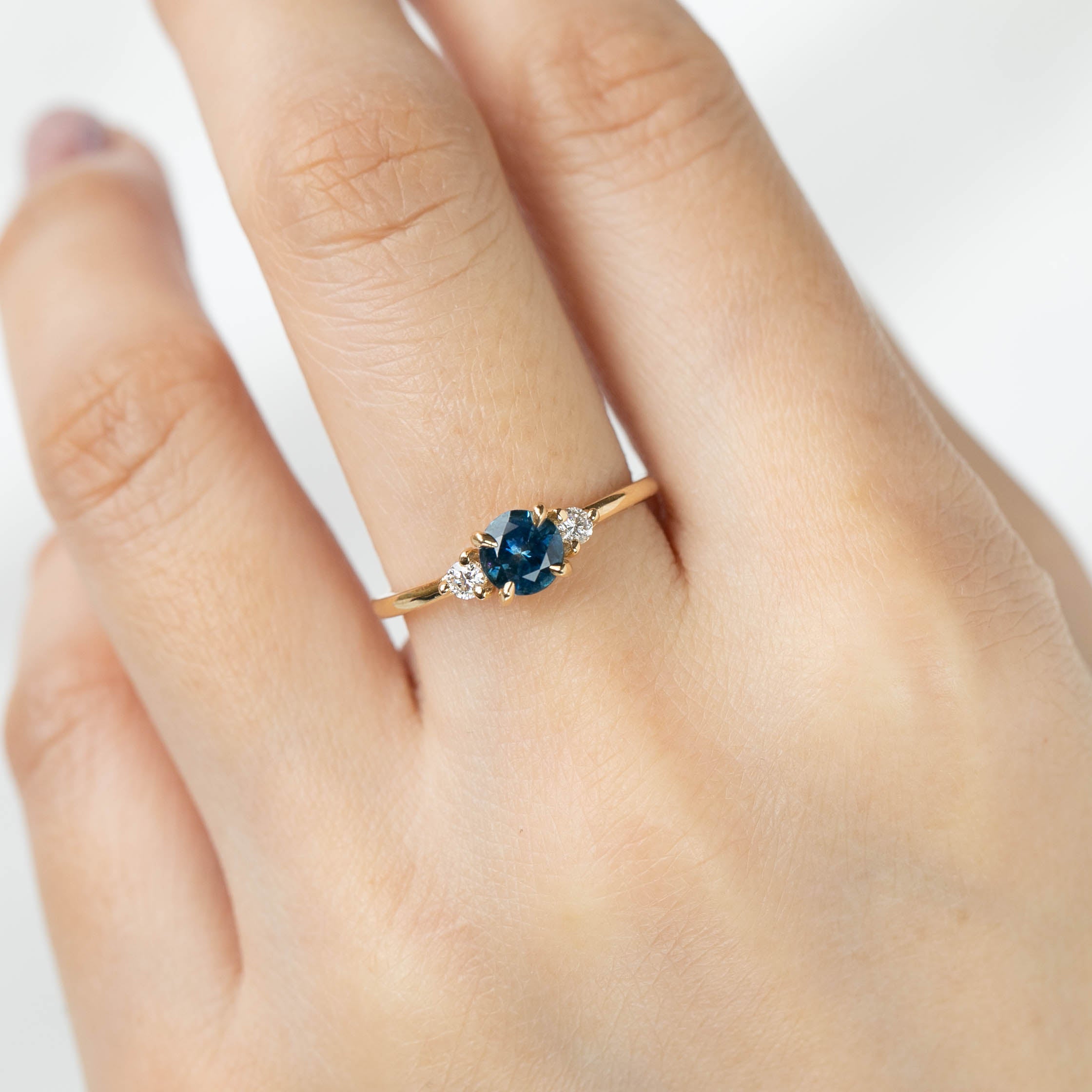Emilie Ring - 0.71ct Blue Green Montana Sapphire (One of a kind)