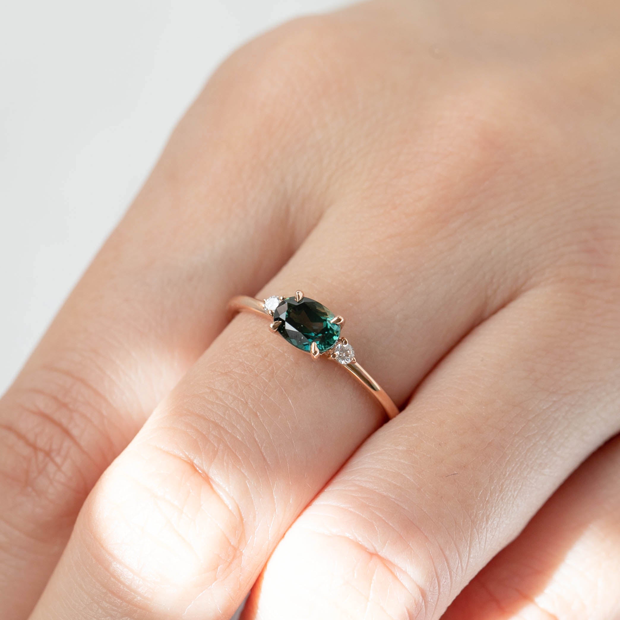 Emilie Ring - 0.96ct Unheated Peacock Queensland Sapphire, 14k Rose Gold (One of a kind)