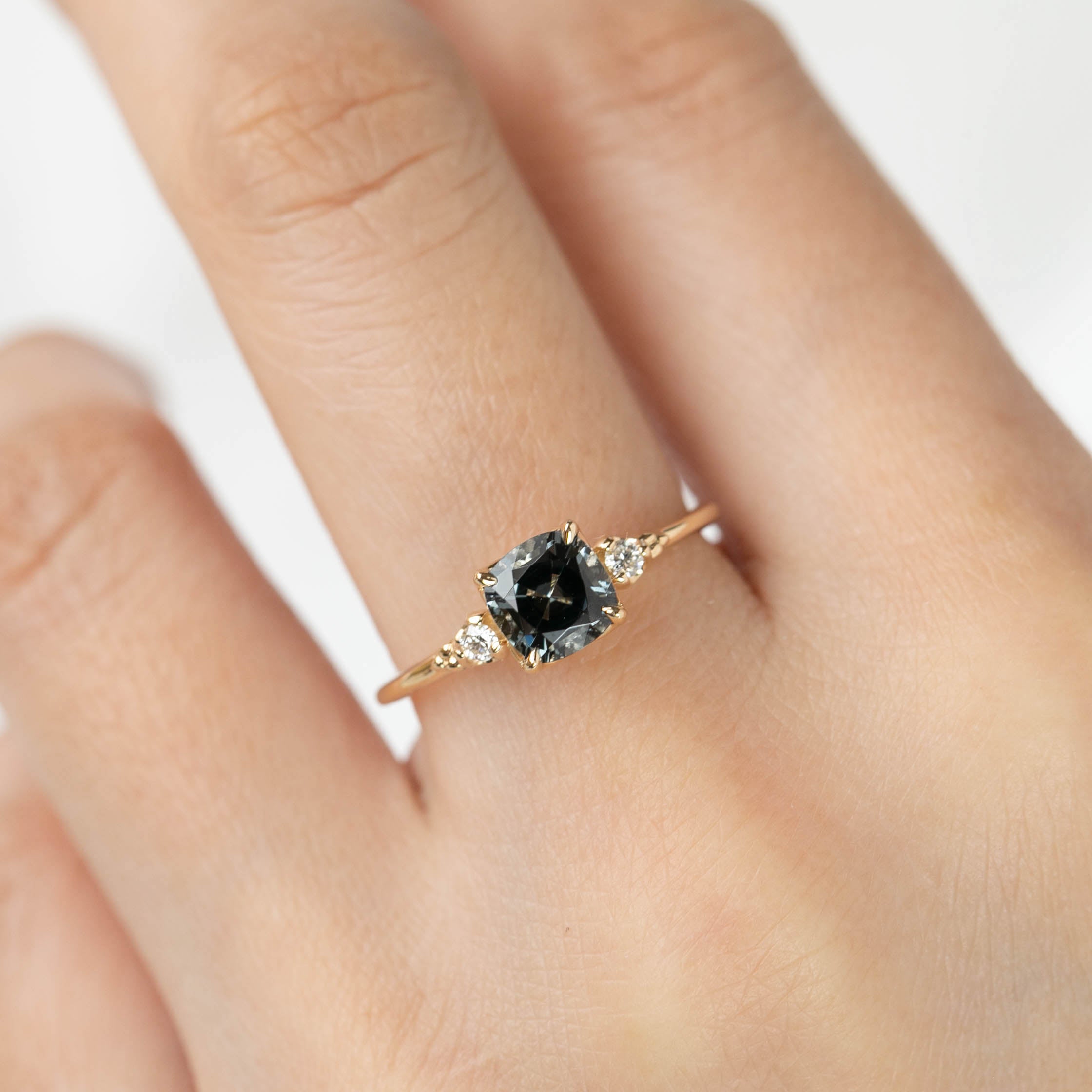 Estel Ring - 1.11ct Cushion Cut Gray Spinel (One of a kind)