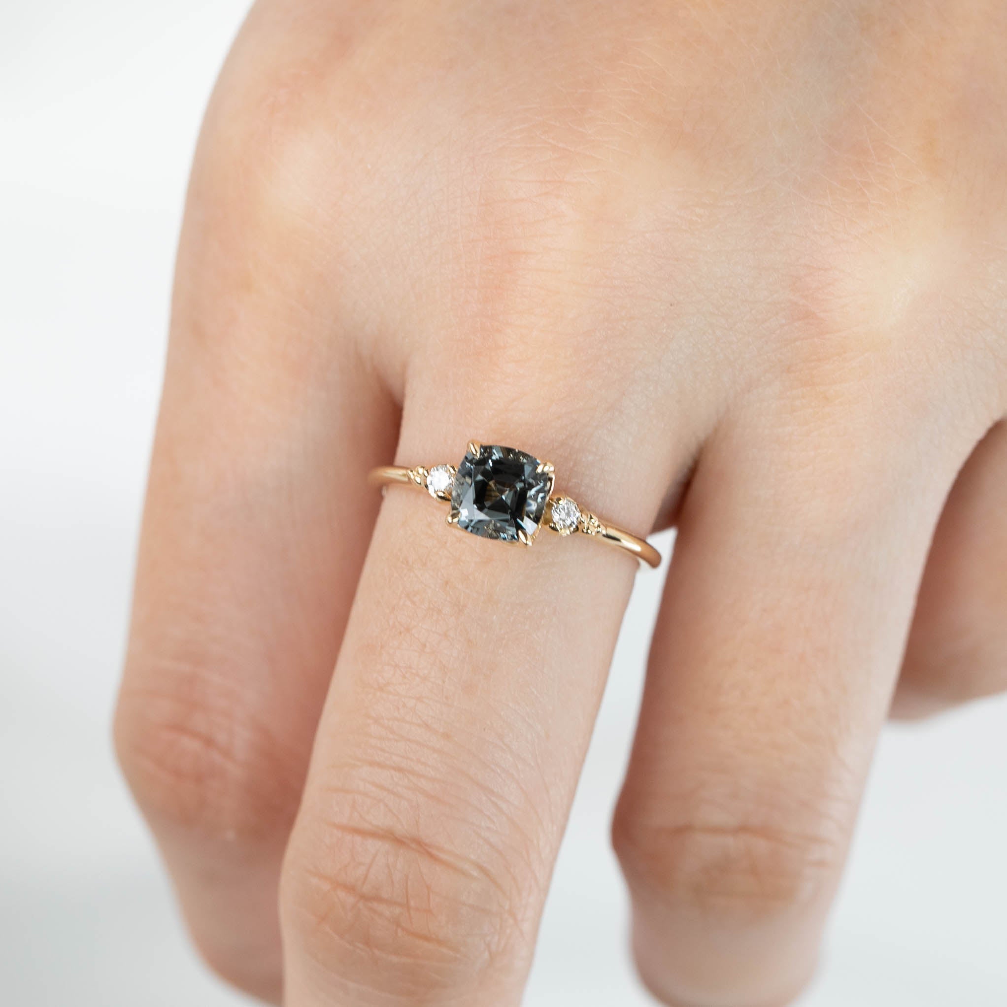 Estel Ring - 1.11ct Cushion Cut Gray Spinel (One of a kind)
