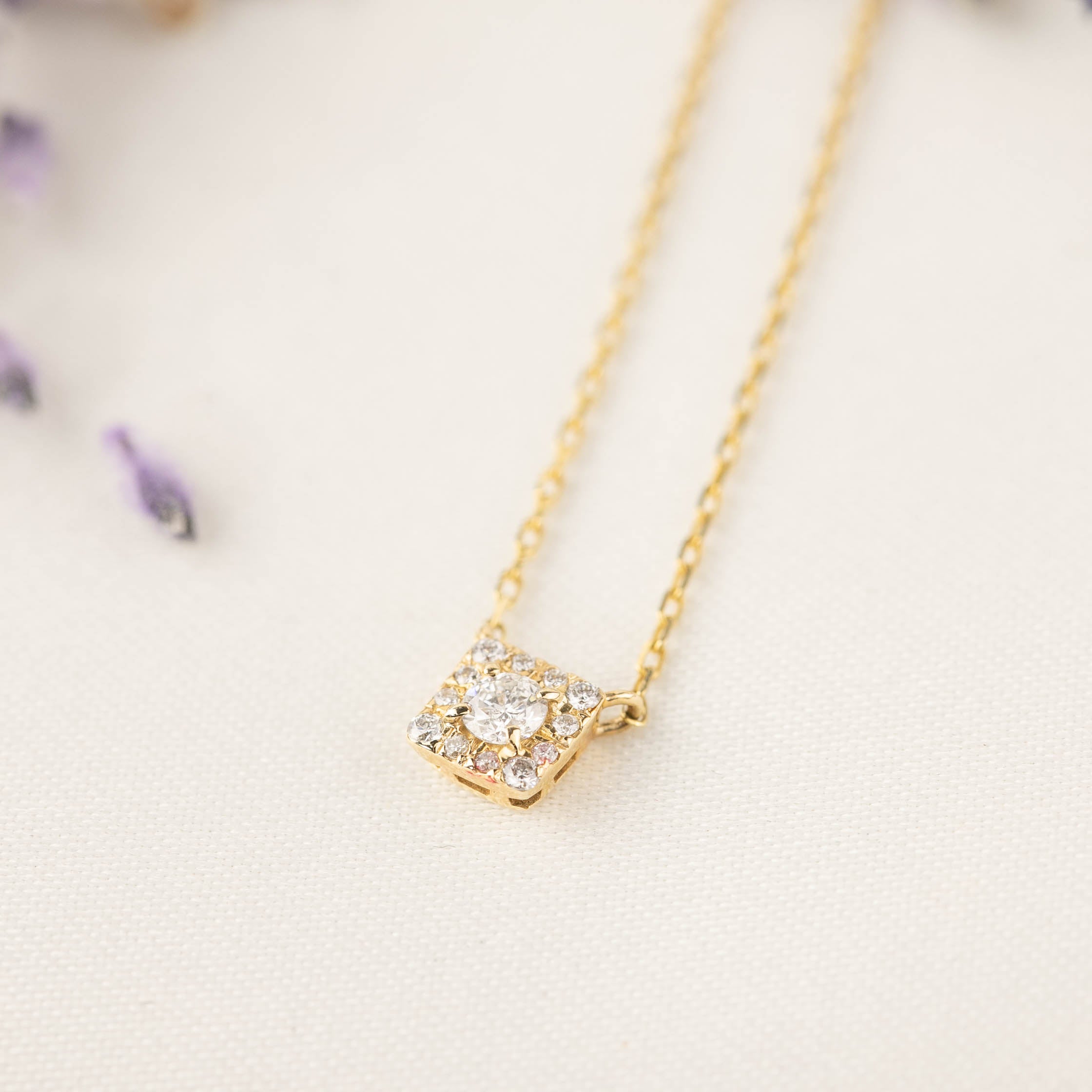 Jophiel Diamond Halo Necklace