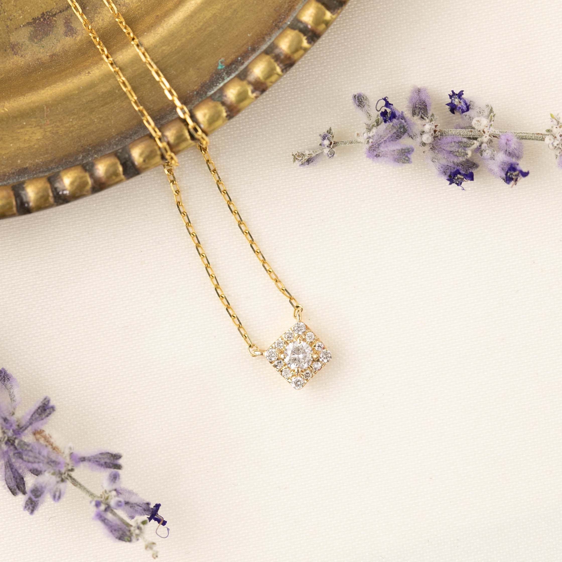 Jophiel Diamond Halo Necklace