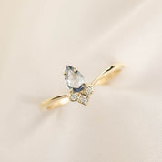 Genevie Ring - 0.35ct Teardrop Unheated Blue Sapphire (One of a kind)