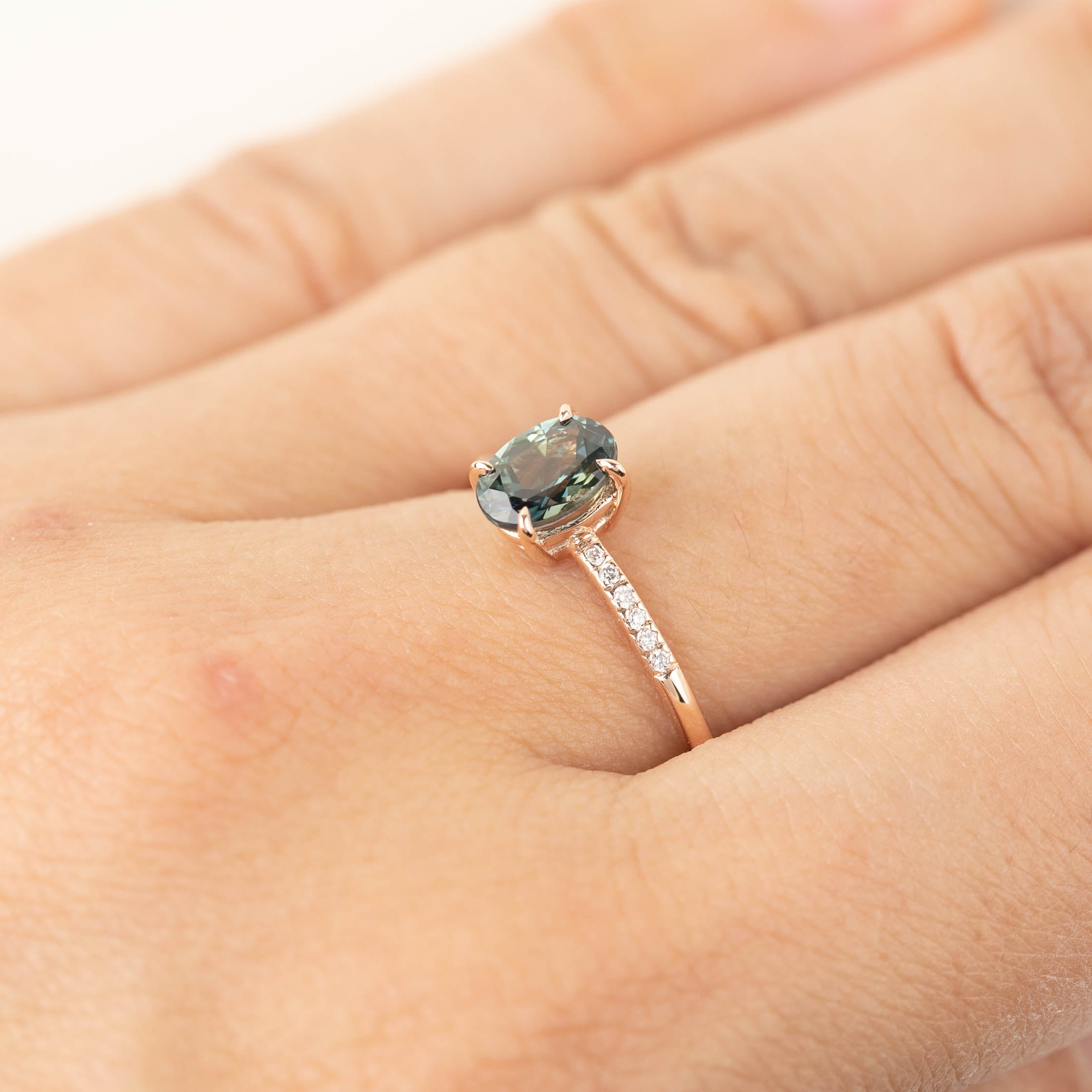 Audrey Ring - 1.07ct Montana Sapphire, 14k Rose Gold (One of a kind)