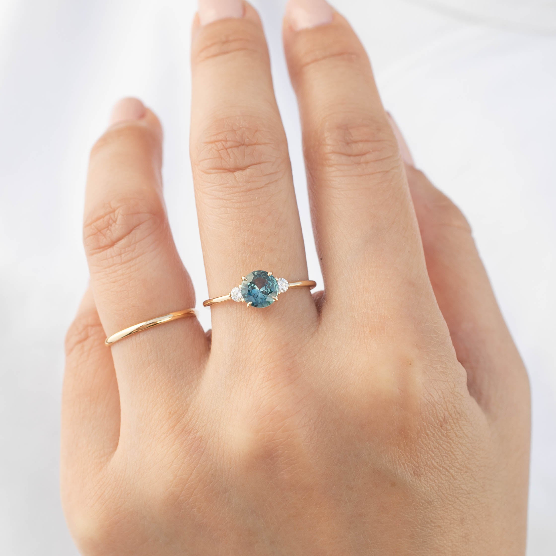 Emilie Ring - 0.95ct Blue Green Montana Sapphire (One of a kind)