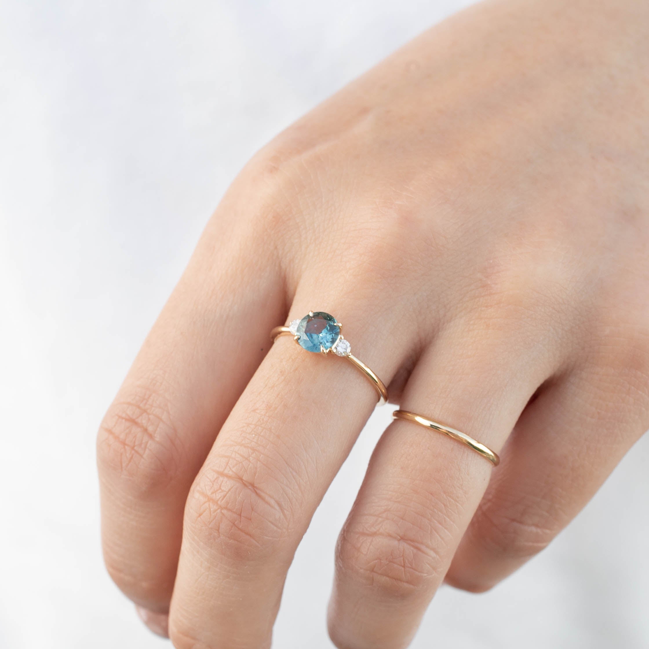 Emilie Ring - 0.95ct Blue Green Montana Sapphire (One of a kind)