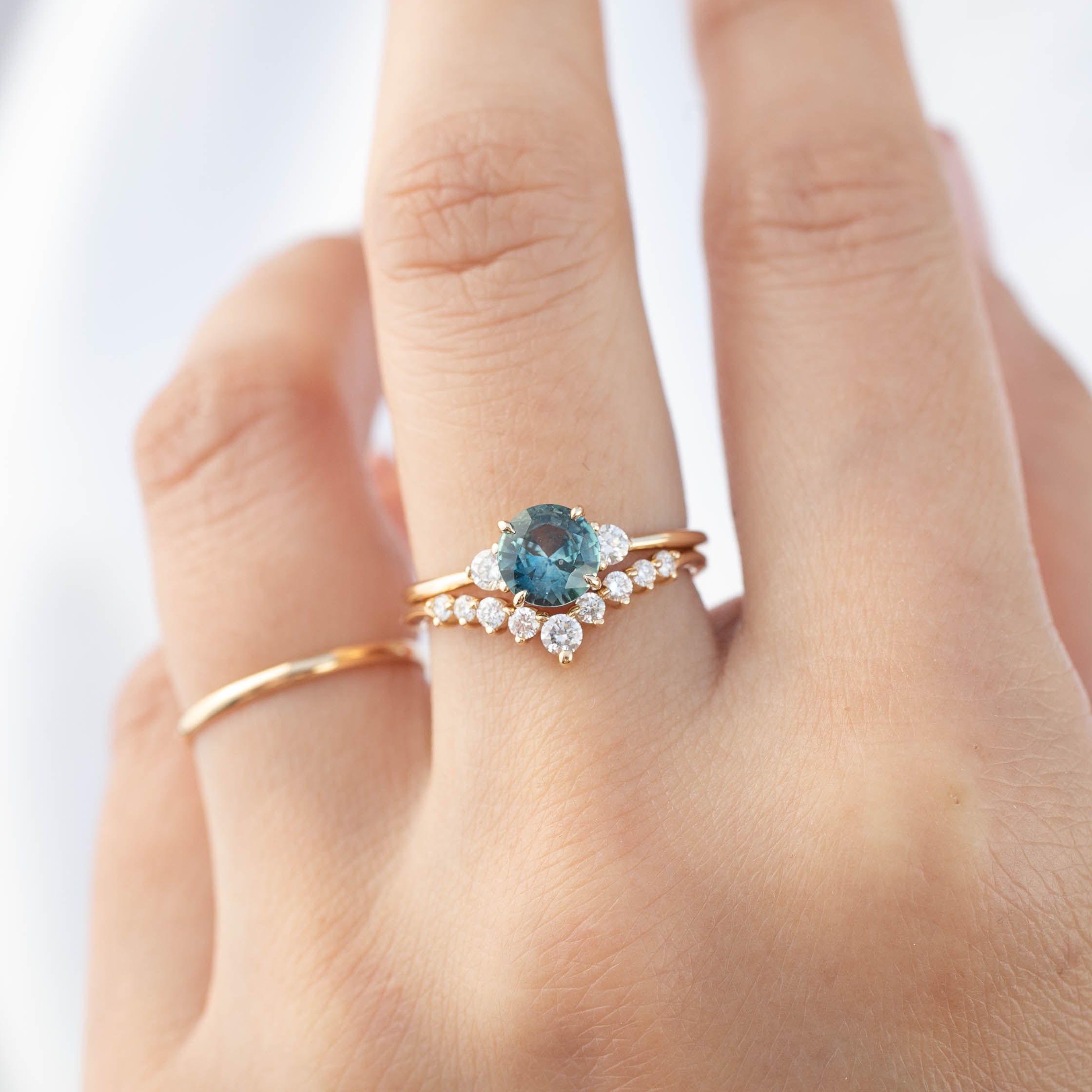 Emilie Ring - 0.95ct Blue Green Montana Sapphire (One of a kind)