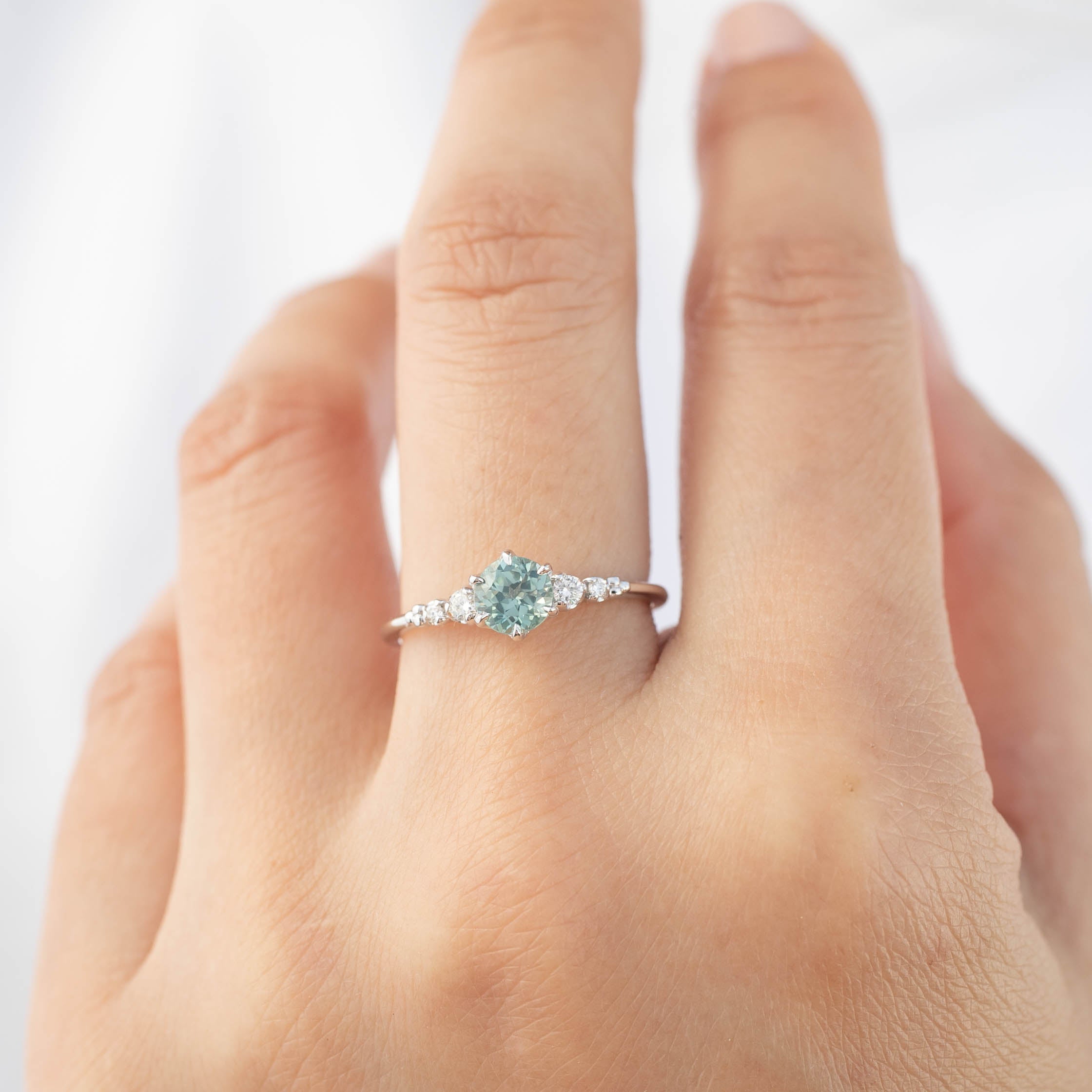 Estel Fleur Six Prongs Ring - 0.75ct Icy Blue Mint Queensland Sapphire (One of a kind)