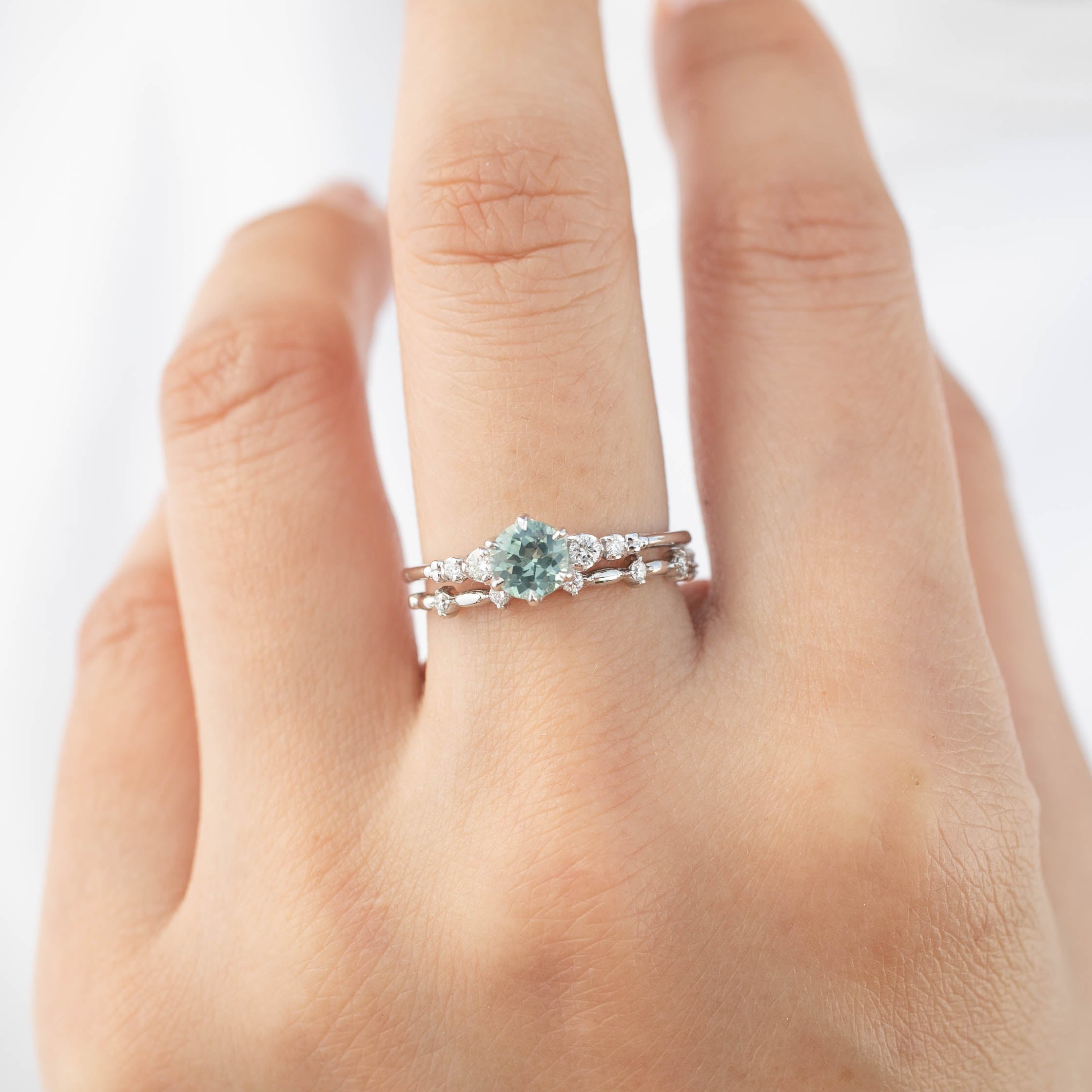 Estel Fleur Six Prongs Ring - 0.75ct Icy Blue Mint Queensland Sapphire (One of a kind)