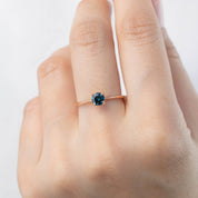 Sara Ring - 4.8mm 0.55ct Teal Blue Queensland Sapphire, 14k Rose Gold
