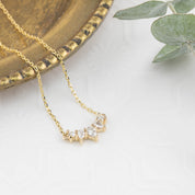 Gloria Curved Diamond Necklace 5 Stones