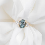 Olivia Grand Ring, GIA Certified 2.52ct Color Changing Light Blue Green/Purple Montana Sapphire