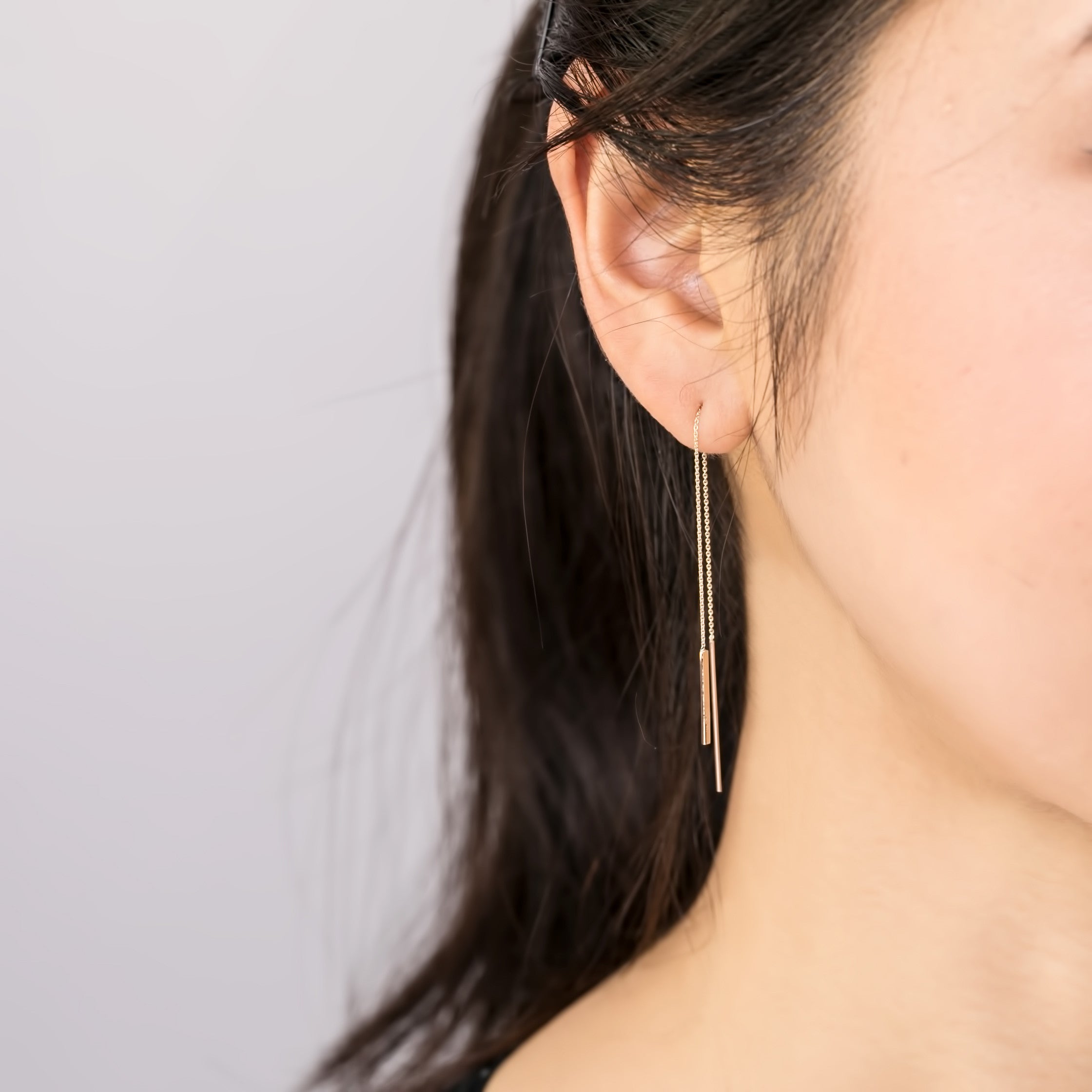 Gold Bar Threader Earrings