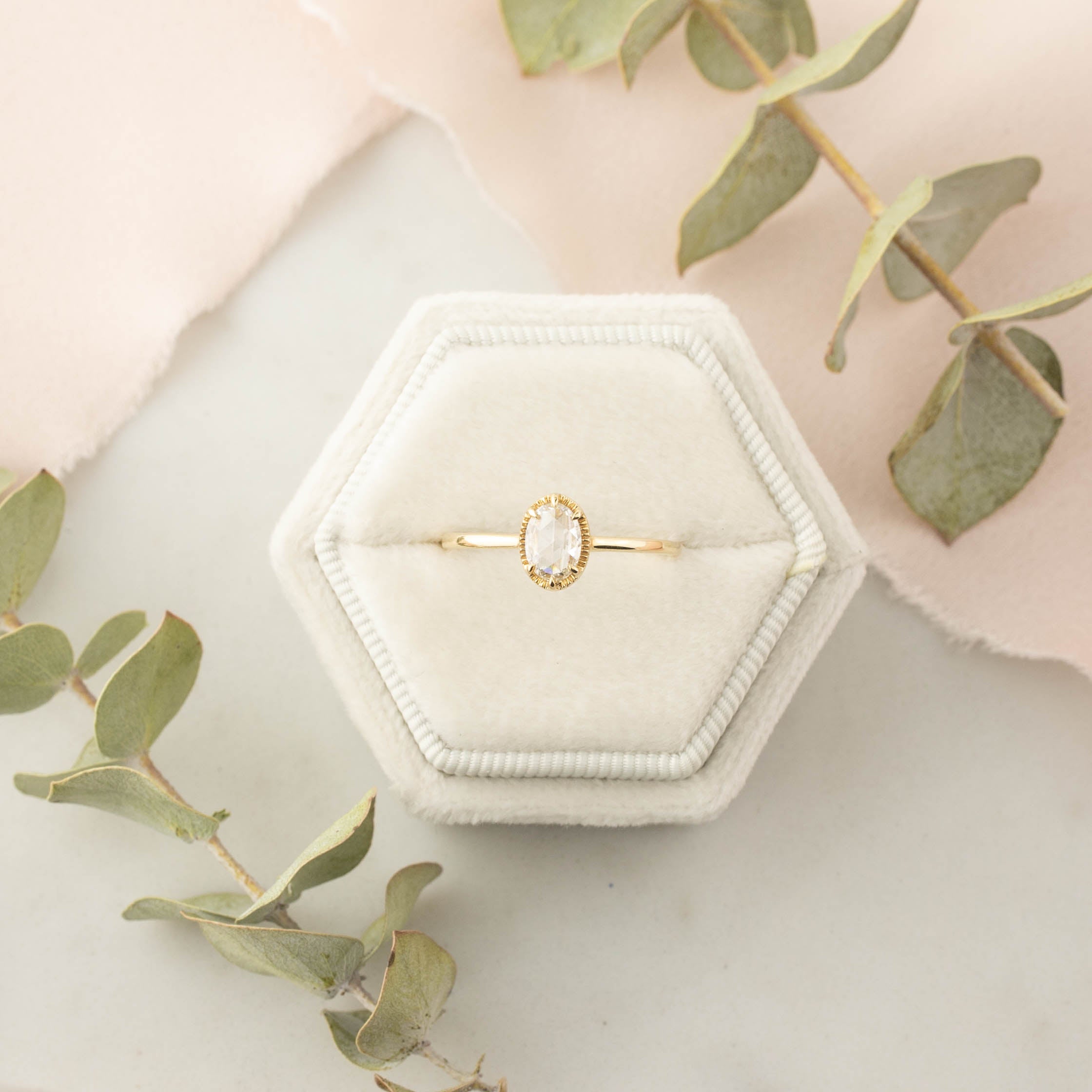 Ava Ring, Oval Rose Cut Diamond