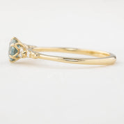 【即日配送】エステルフルールリング ・0.55ct・非加熱ブルーグリーンサファイア・K14YG