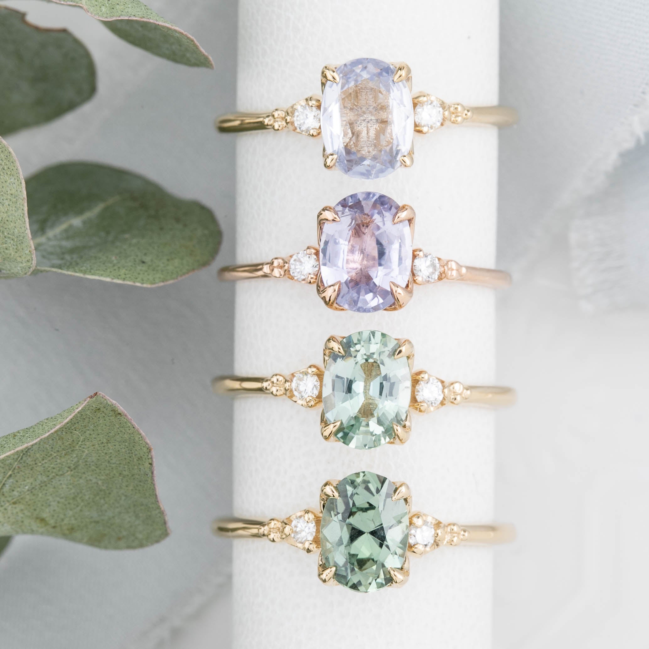 【即日配送】エステルリング ・1.28ct・非加熱モンタナ産ブルーグリーンサファイア・K14YG