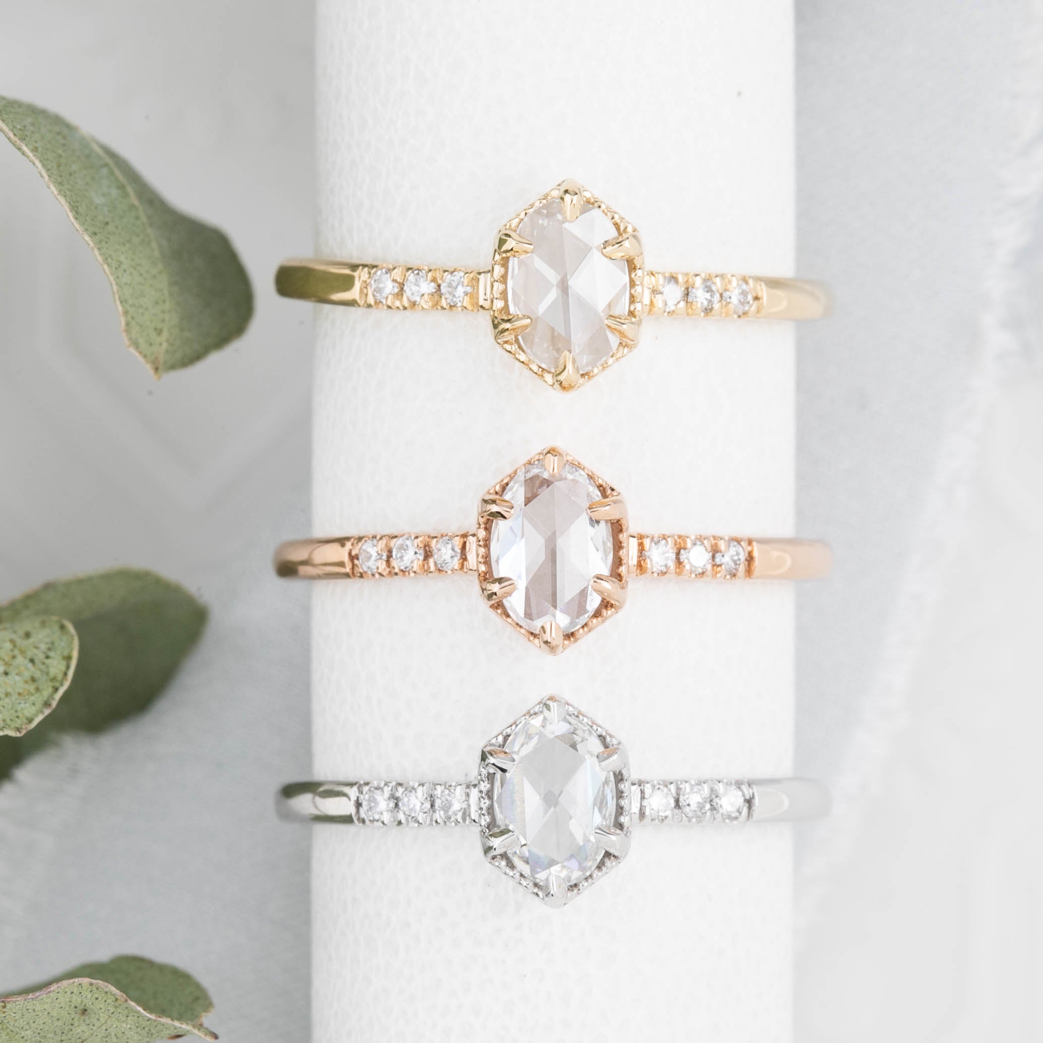 Grace Ring, 0.37ct Oval Rose Cut Diamond, 14K Yellow Gold (One of a kind)