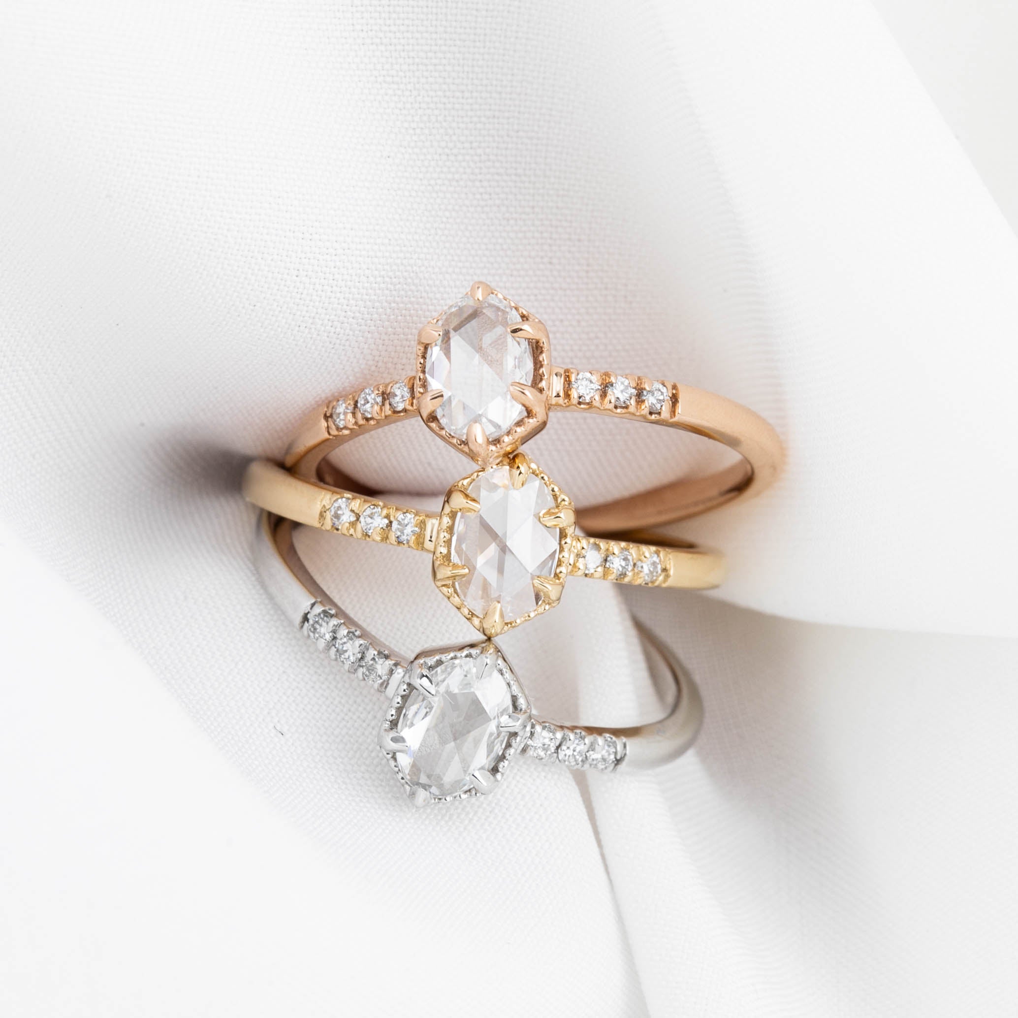 Grace Ring, 0.37ct Oval Rose Cut Diamond, 14K Yellow Gold (One of a kind)