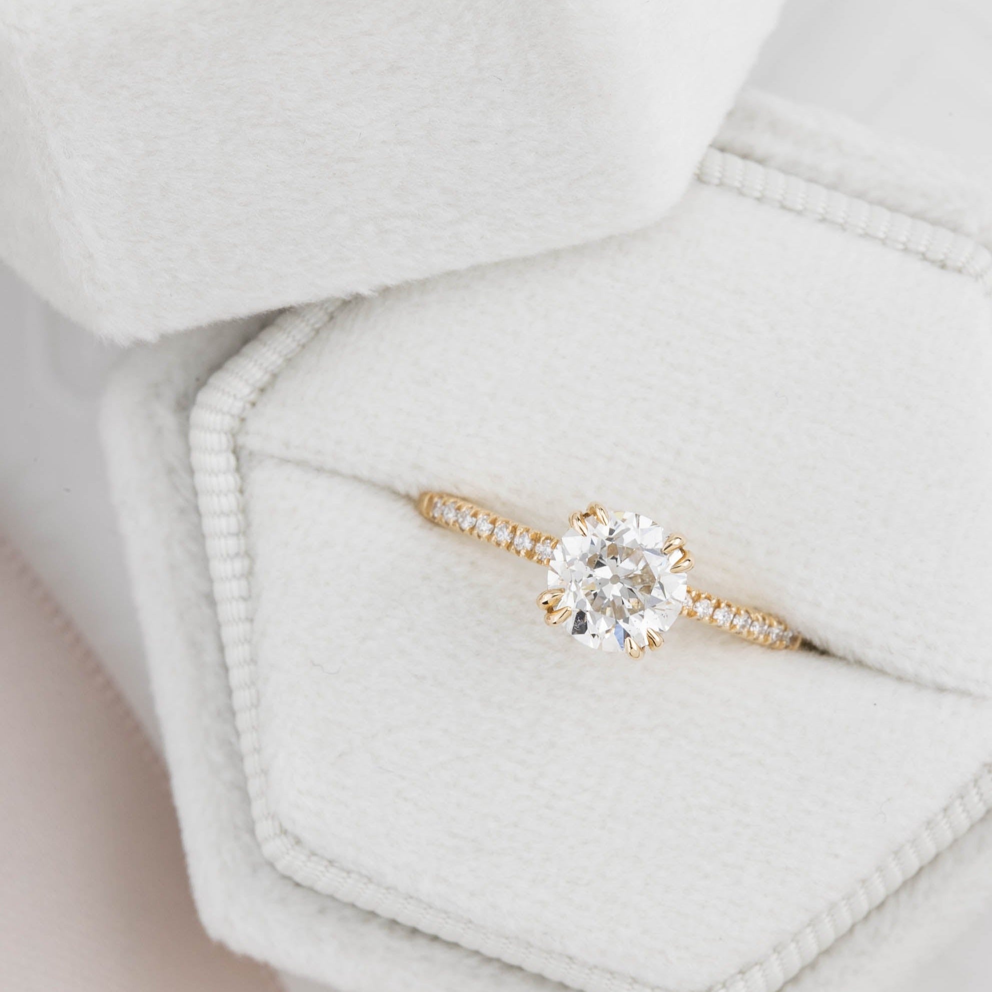 Sabrina Ring, 1ct Old Mine Cut Round Diamond Ring, 14k Yellow Gold (One of a kind)