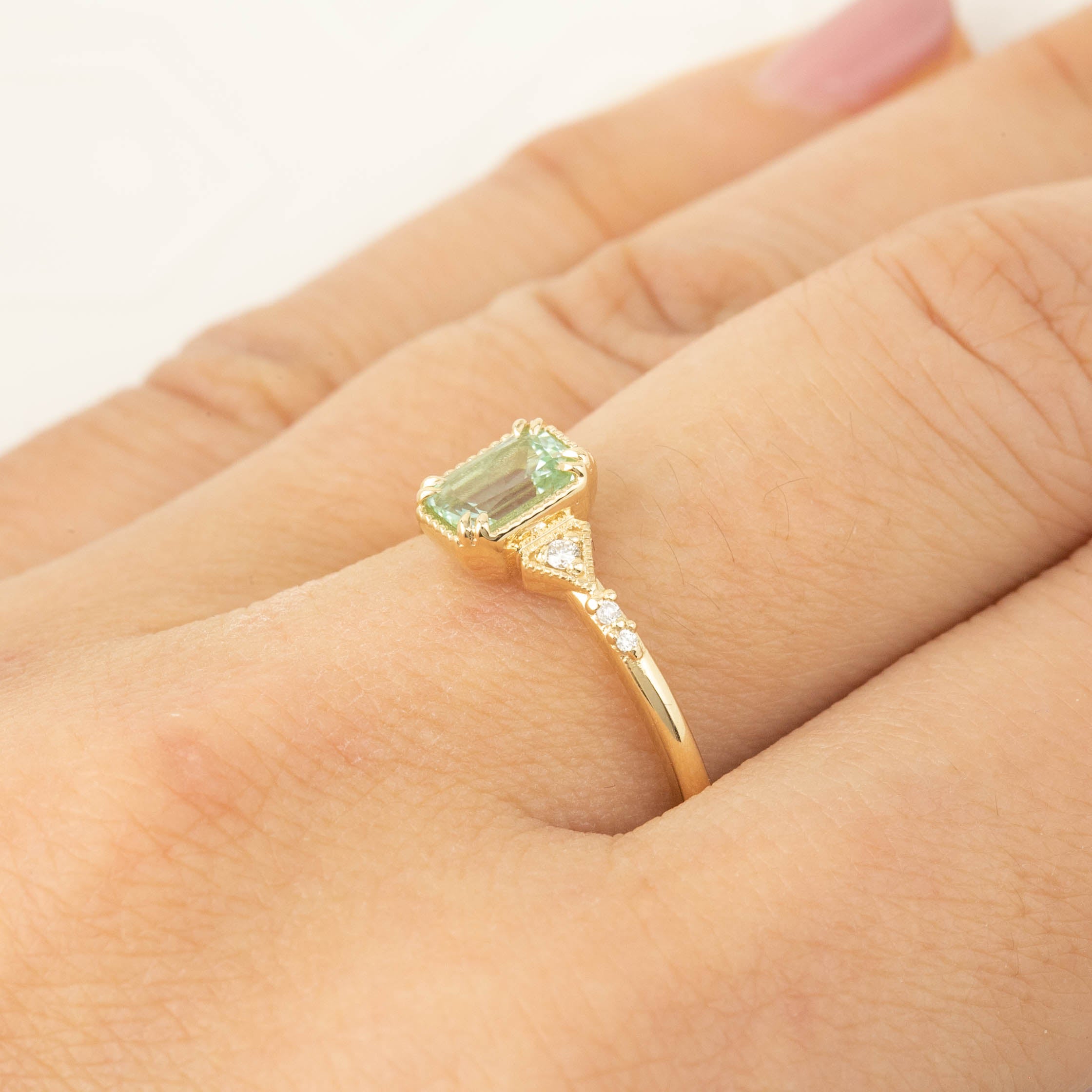 Agatha Ring - 0.63ct Mint Tourmaline (One of a kind)