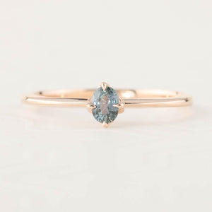 Alice Ring, 0.25ct Unheated Blue-Green Sapphire, 14k Rose Gold