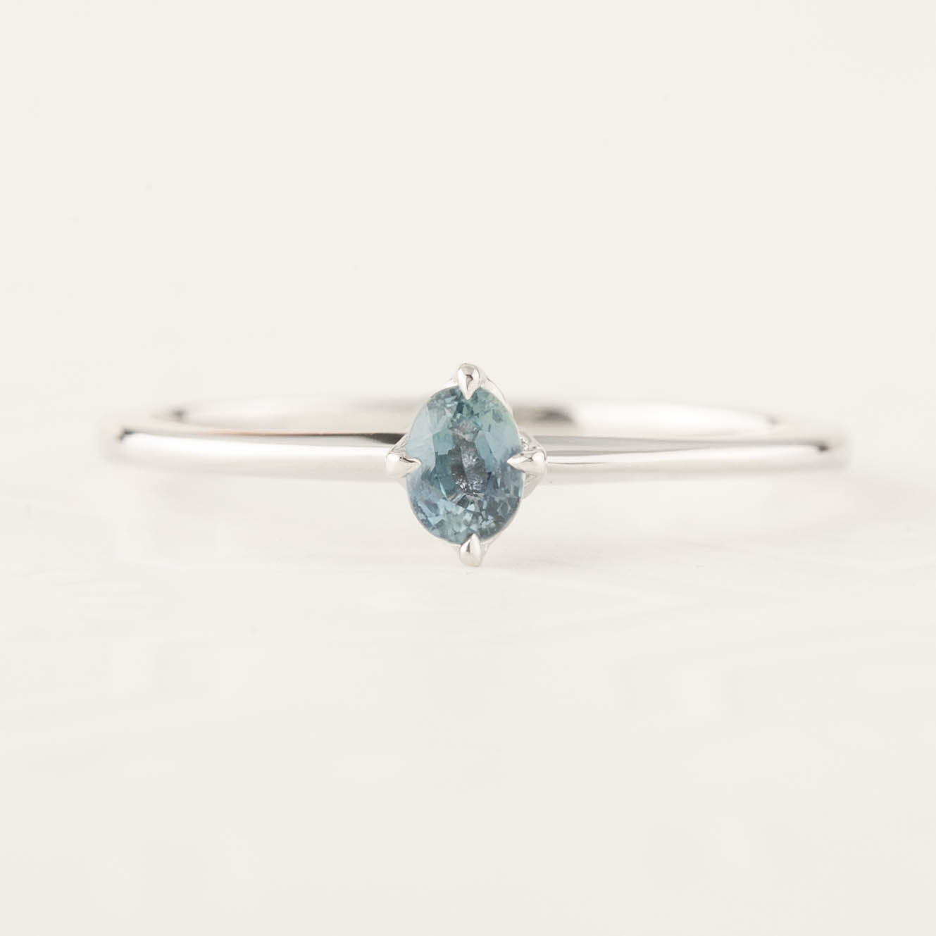 Alice Ring, 0.25ct Unheated Blue-Green Sapphire