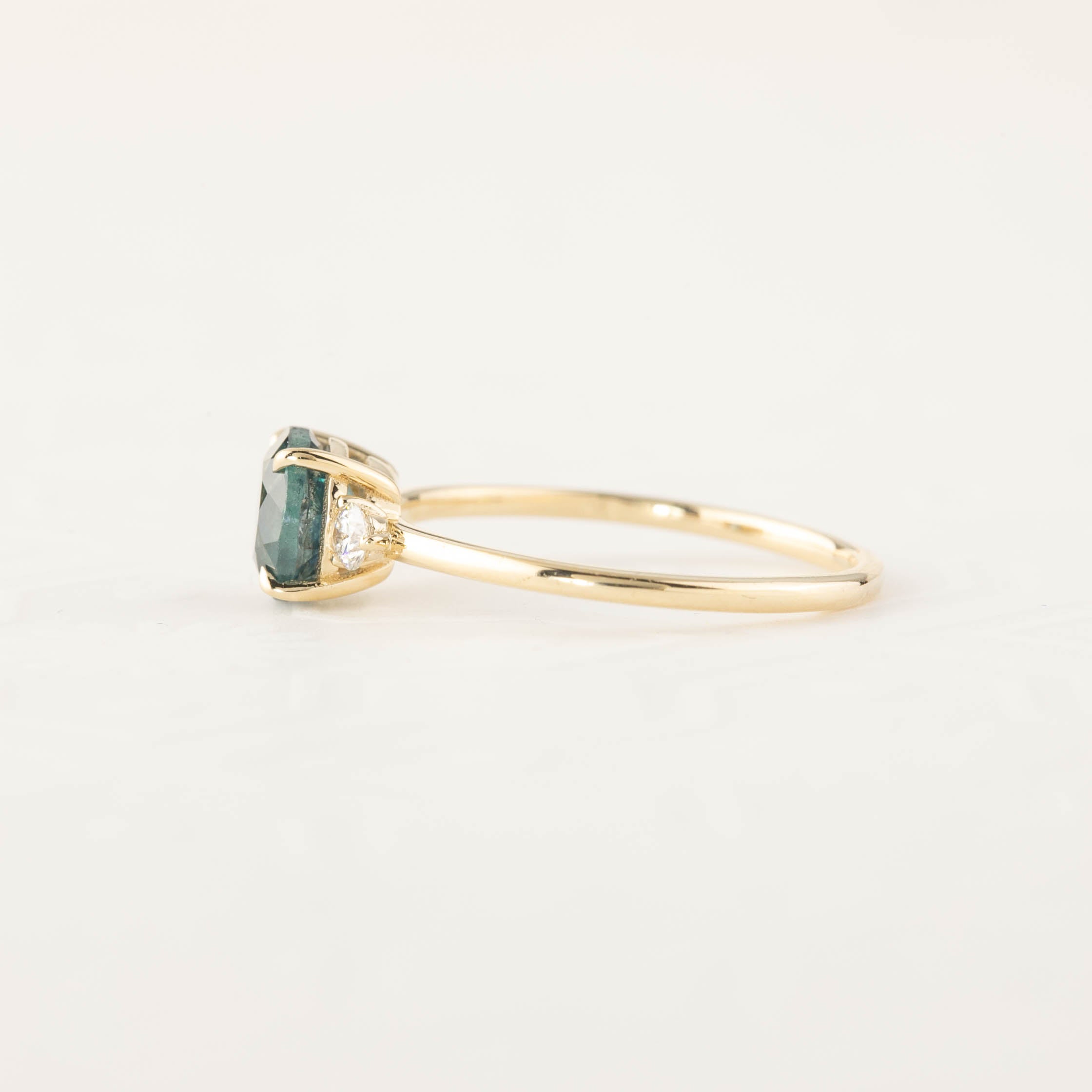 Three Stone Ring - 1.48ct Green Montana Sapphire (One of a kind)